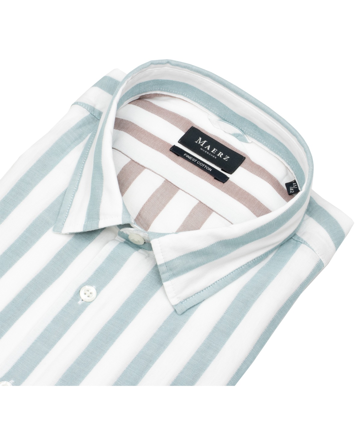 MAERZ Muenchen Hemd - Modern Fit - Kentkragen - Streifen - türkis / weiß