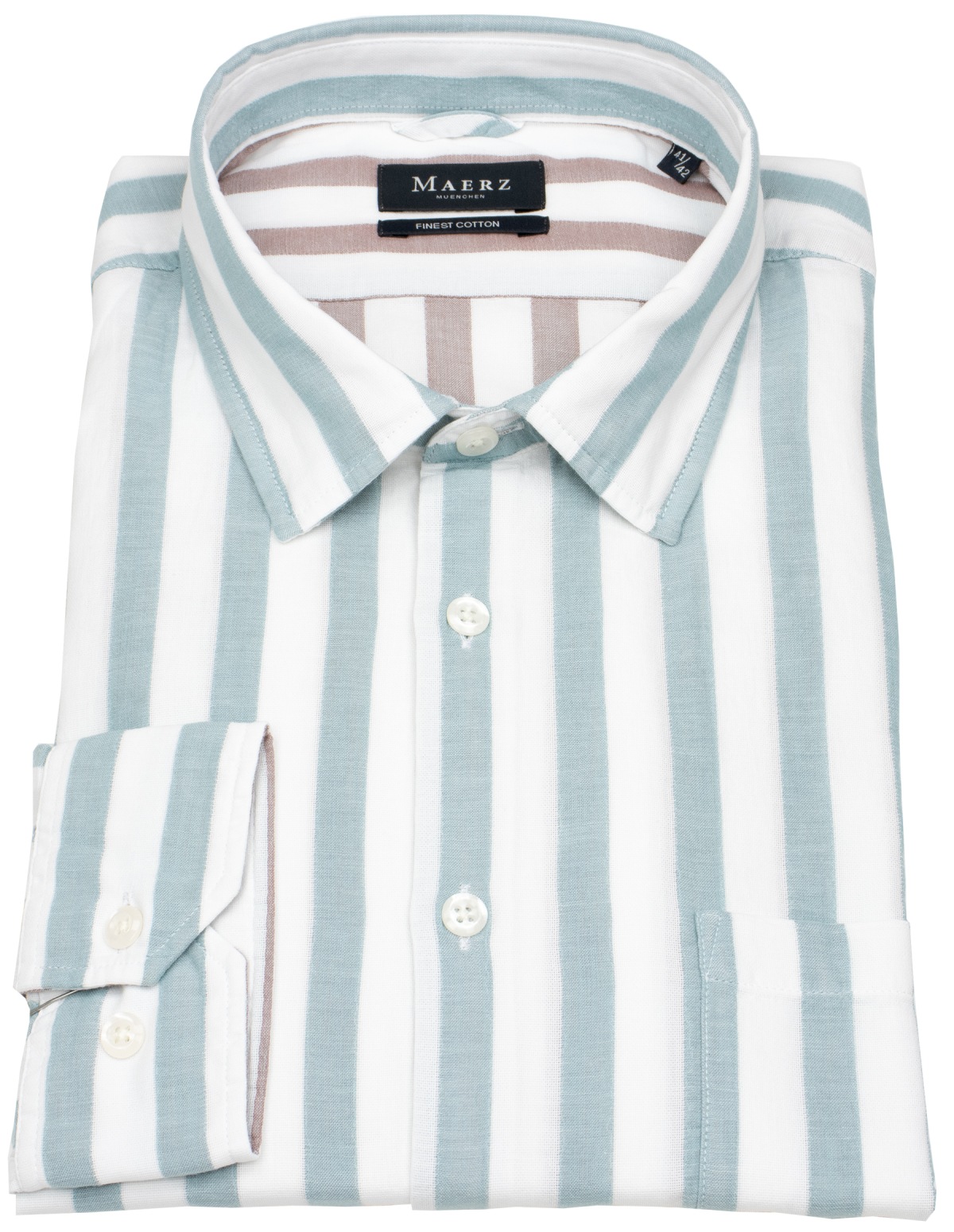 MAERZ Muenchen Hemd - Modern Fit - Kentkragen - Streifen - türkis / weiß