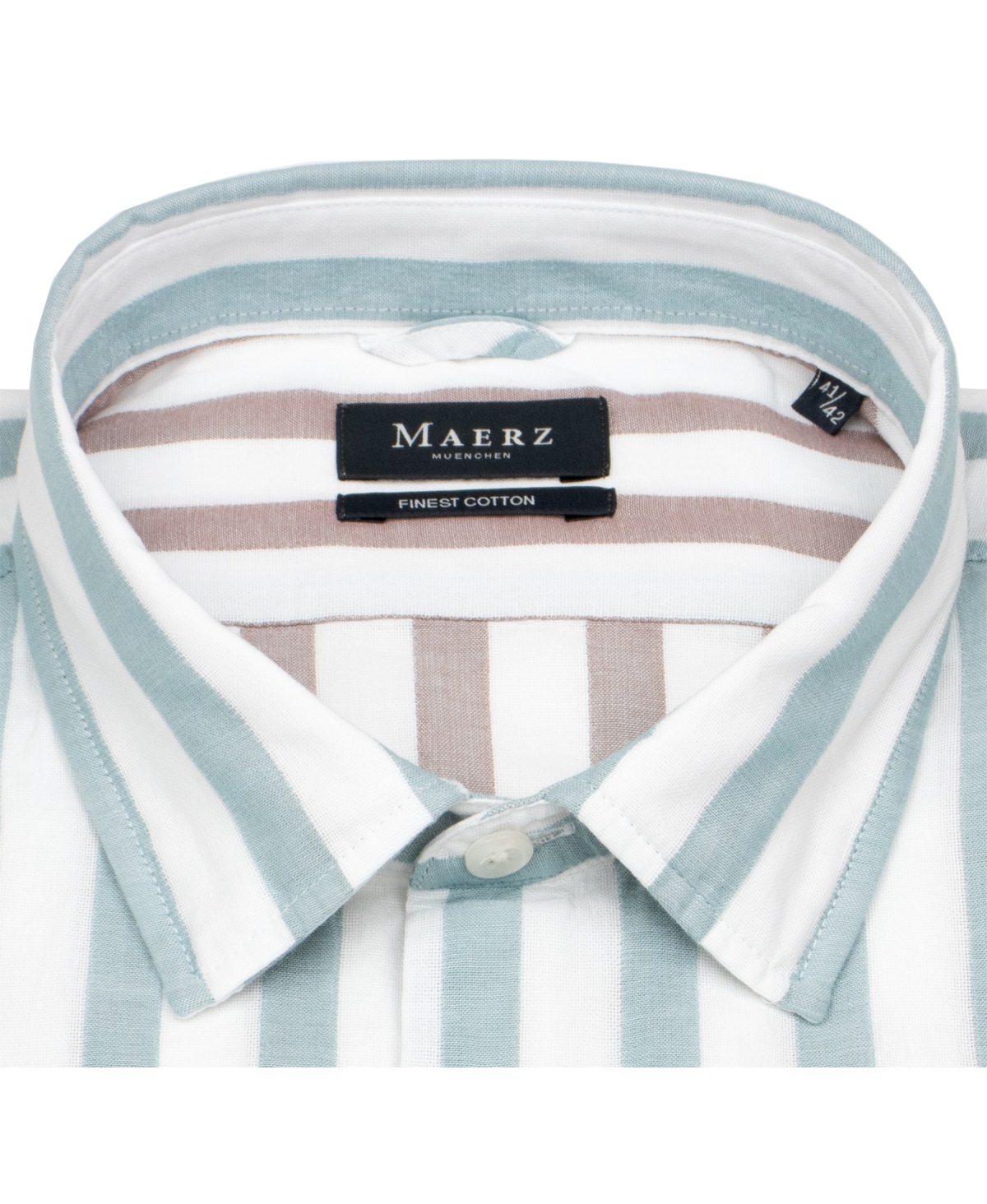 MAERZ Muenchen Hemd - Modern Fit - Kentkragen - Streifen - türkis / weiß
