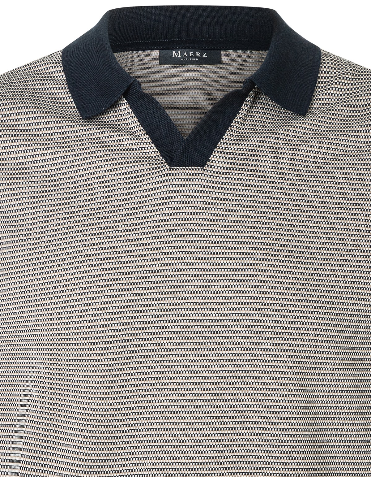 MAERZ Muenchen Poloshirt - Regular Fit - Kontrastkragen - dunkelblau / beige