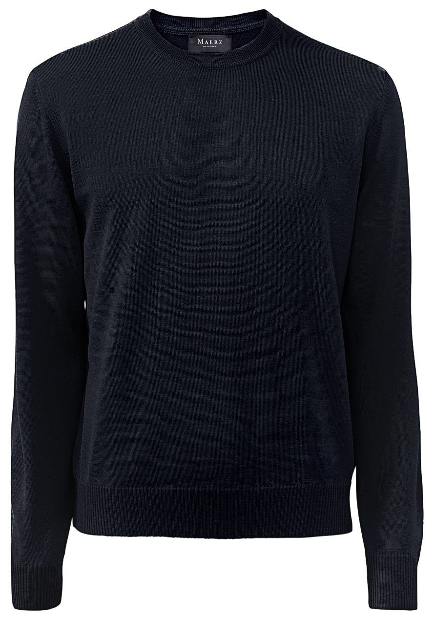 MAERZ Muenchen Pullover - Regular Fit - Rundhals - Merinowolle - navy