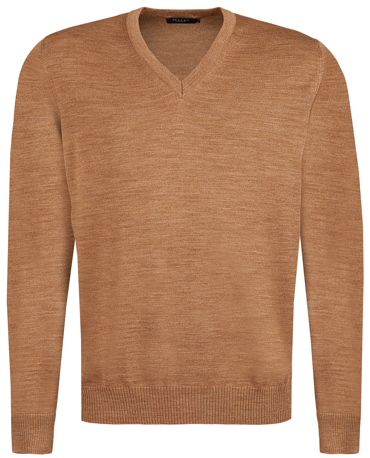 MAERZ Muenchen Pullover - Regular Fit - V-Ausschnitt - Merinowolle - hellbraun