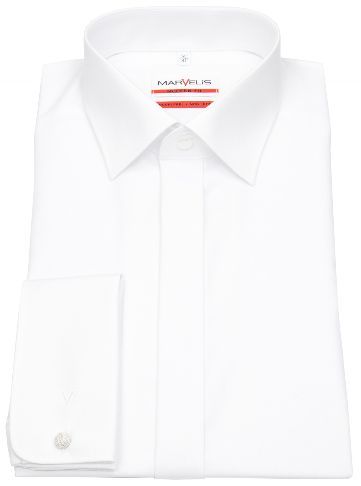Marvelis Galahemd - Modern Fit - Kentkragen - Umschlagmanschette - weiß