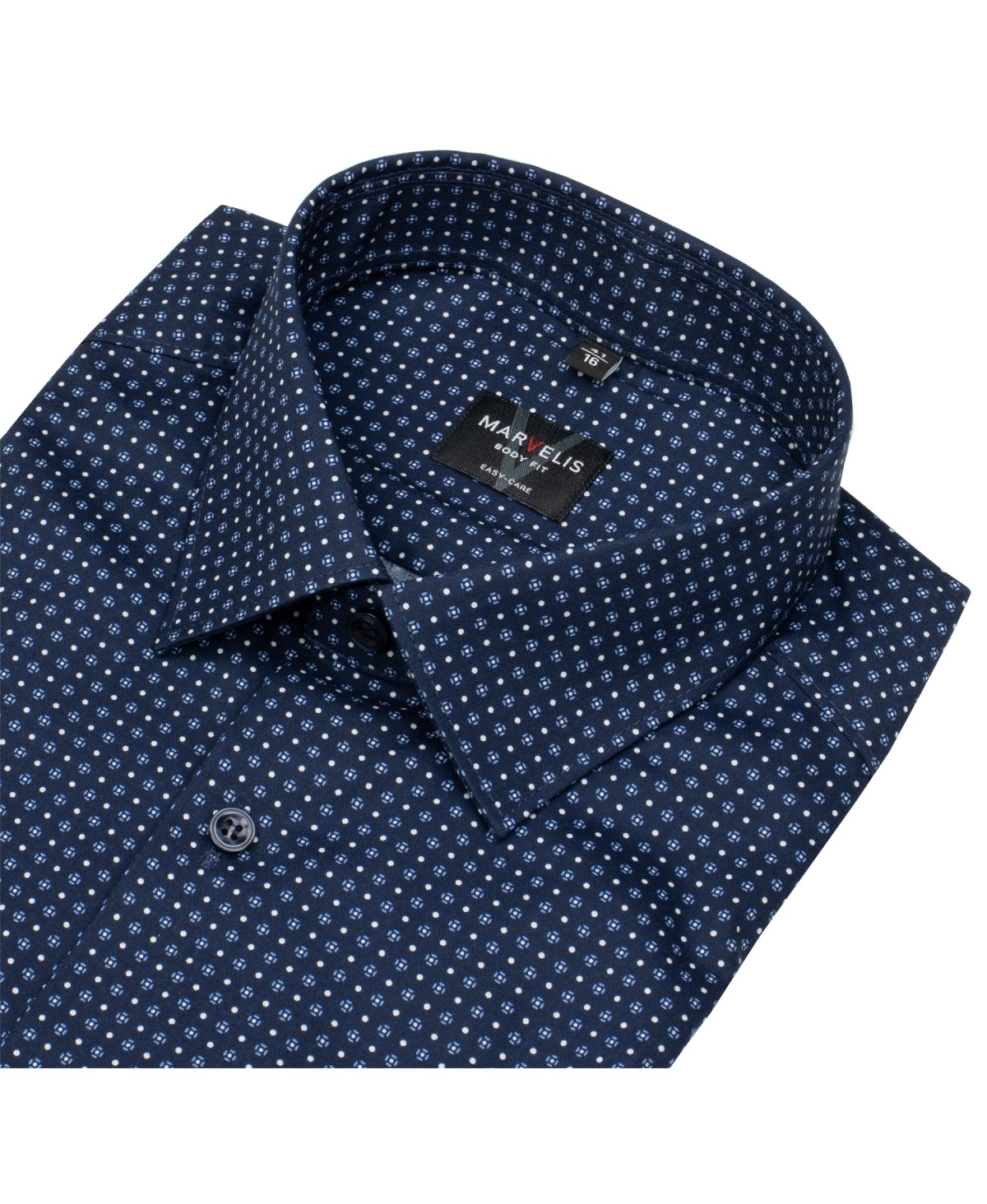 Marvelis Hemd - Body Fit - dunkelblau / hellblau / weiß - extra langer 69cm Arm - ohne OVP