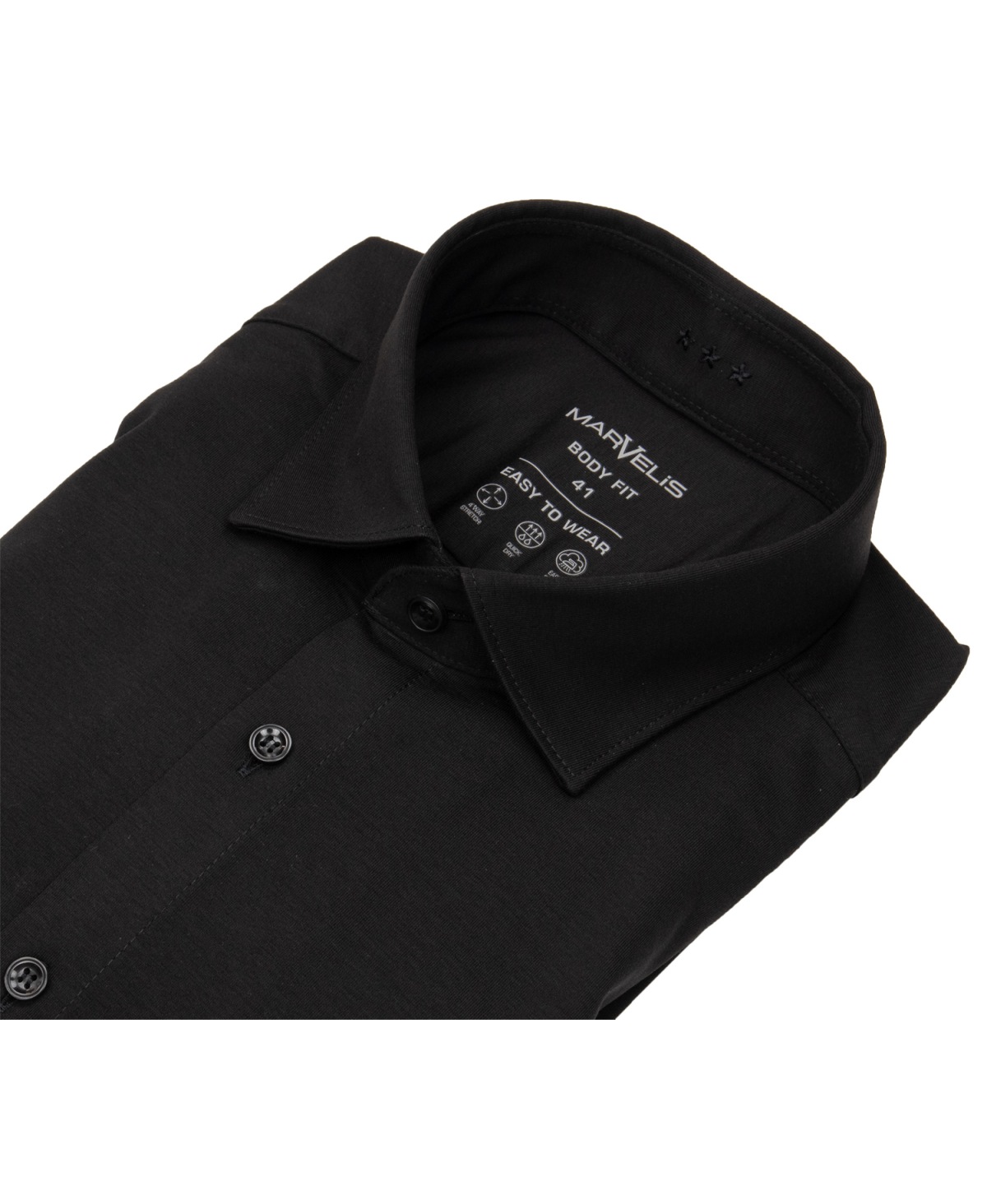 Marvelis Hemd - Body Fit - Easy To Wear Jersey - schwarz