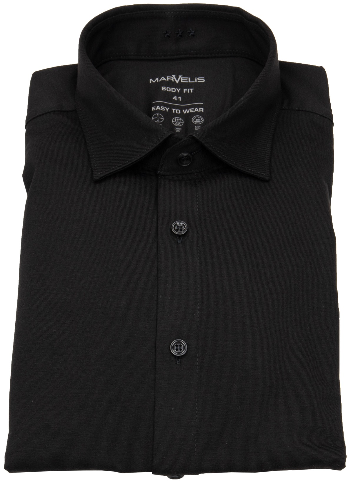 Marvelis Hemd - Body Fit - Easy To Wear Jersey - schwarz