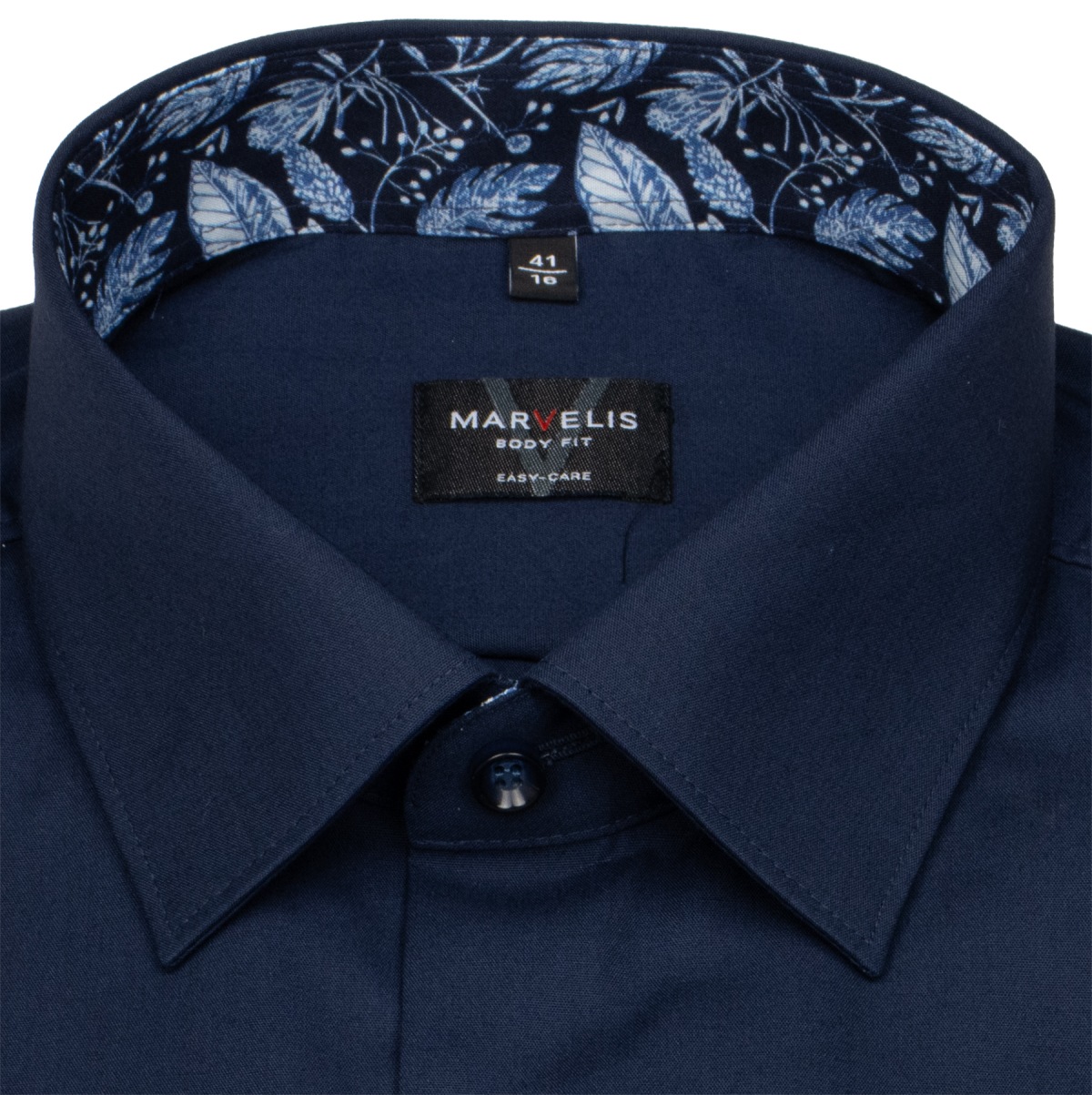 Marvelis Shirt - Body Fit - Kent Collar - Dark Blue - w/o OP
