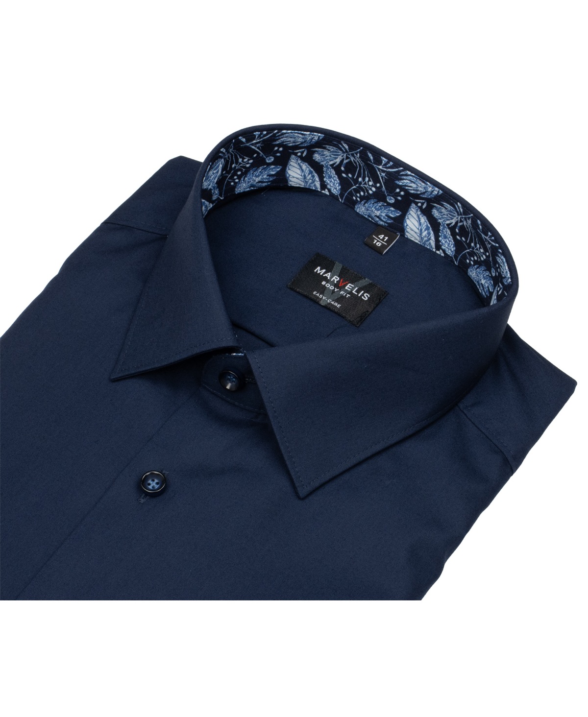 Marvelis Shirt - Body Fit - Kent Collar - Dark Blue - w/o OP