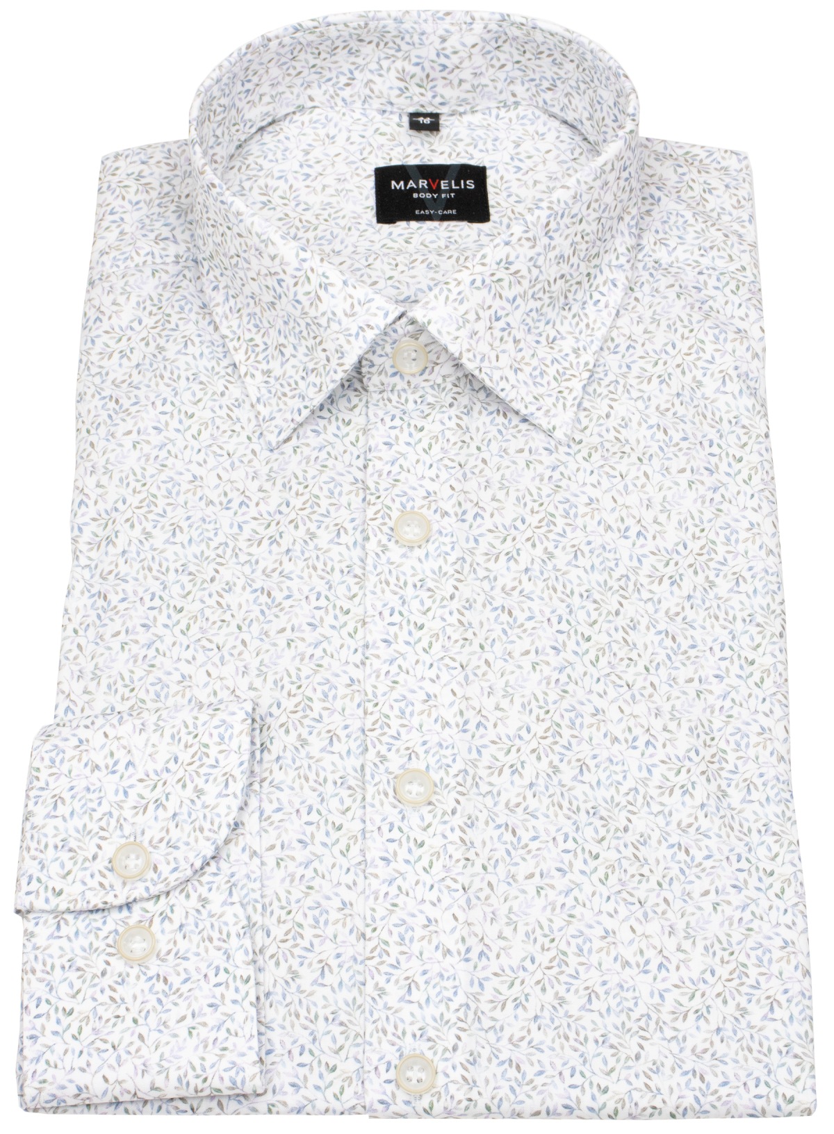 Marvelis Hemd - Body Fit - Kentkragen - florales Muster - mehrfarbig
