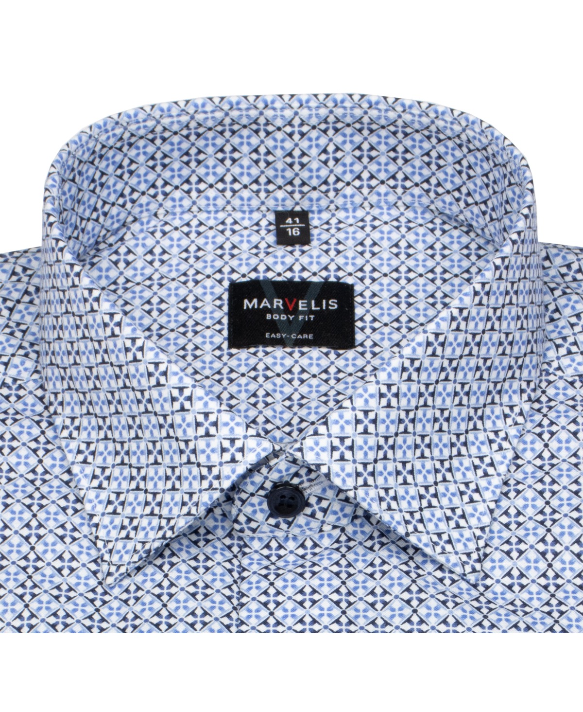 Marvelis Hemd - Body Fit - Kentkragen - Kontrastknöpfe - blau / weiß