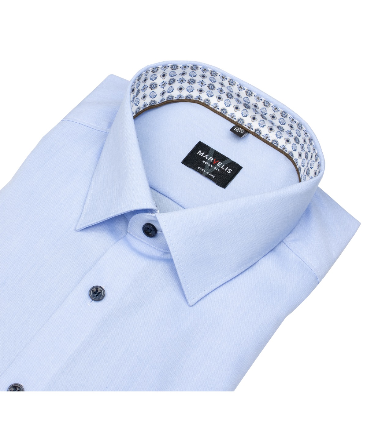 Marvelis Hemd - Body Fit - Kentkragen - Kontrastknöpfe - hellblau