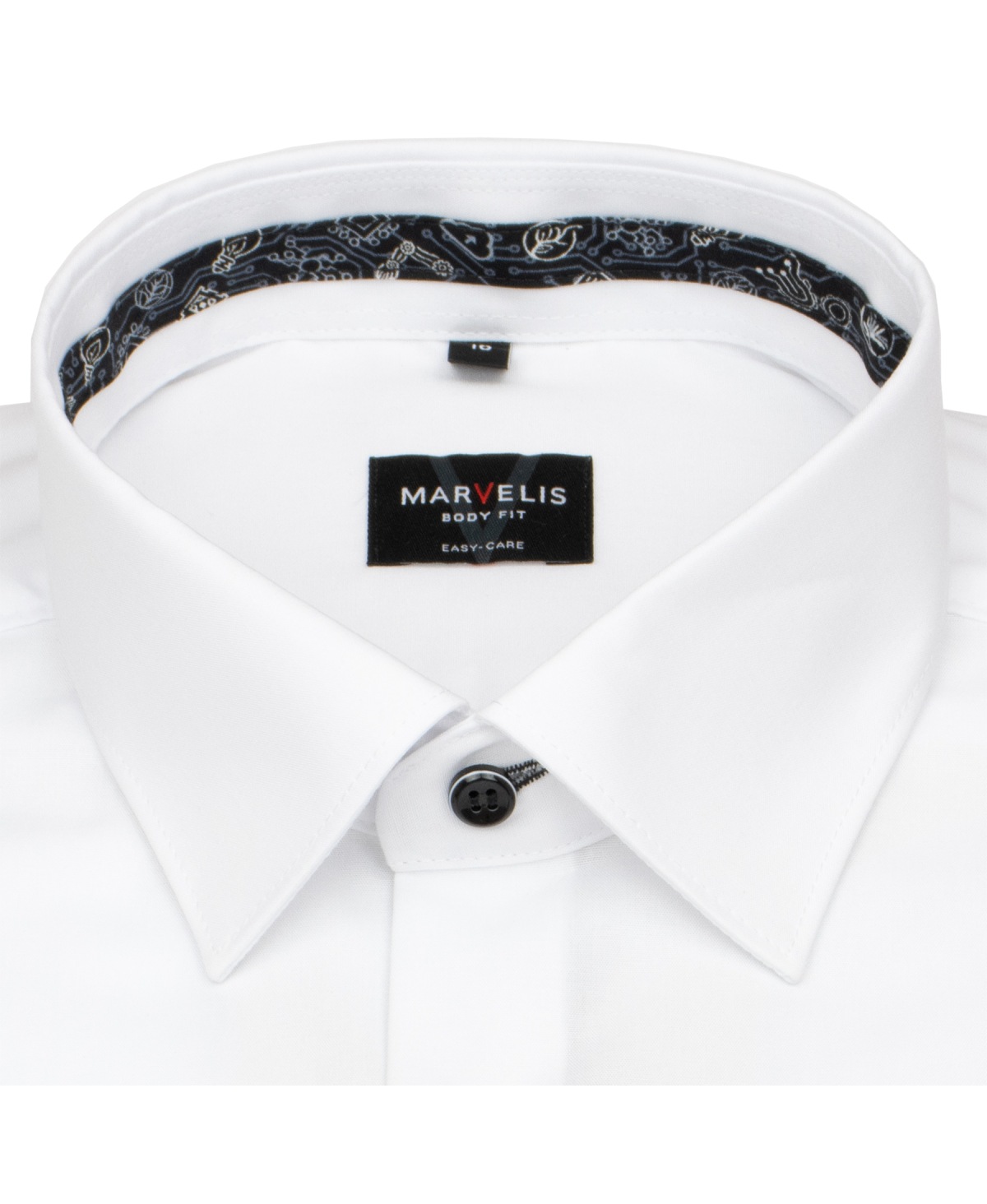 Marvelis Hemd - Body Fit - Kentkragen - Kontrastknöpfe - weiß