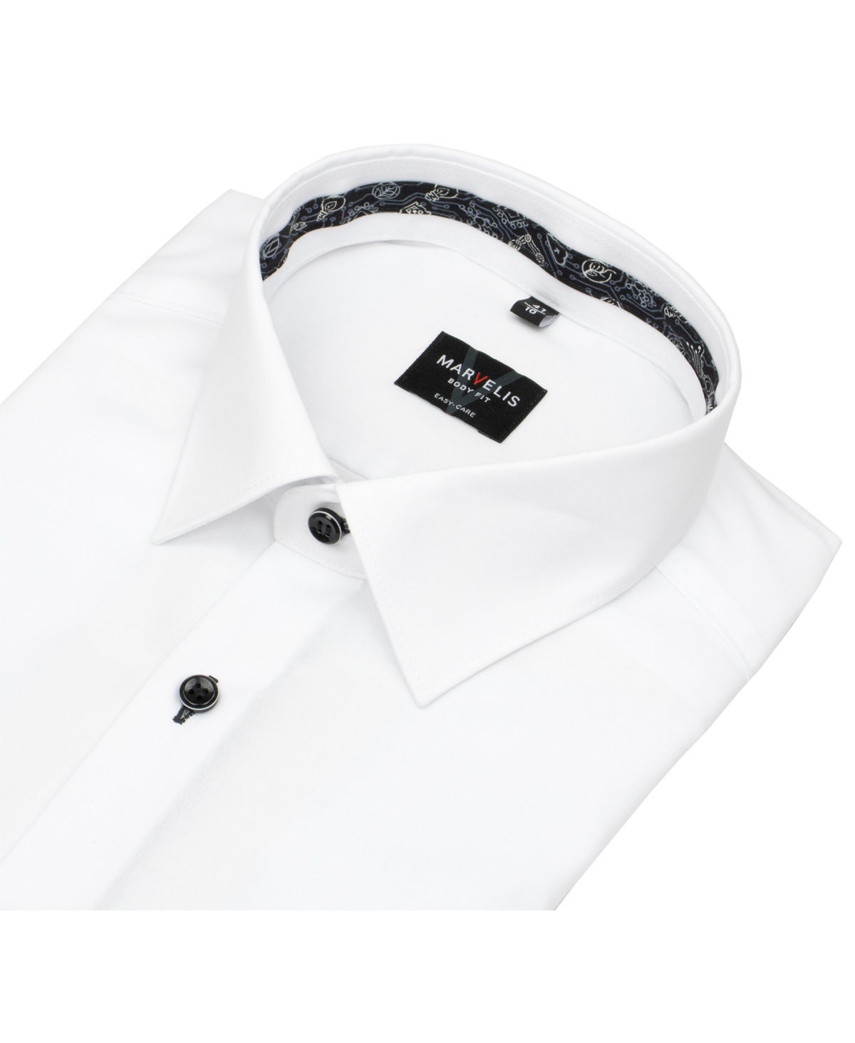 Marvelis Hemd - Body Fit - Kentkragen - Kontrastknöpfe - weiß