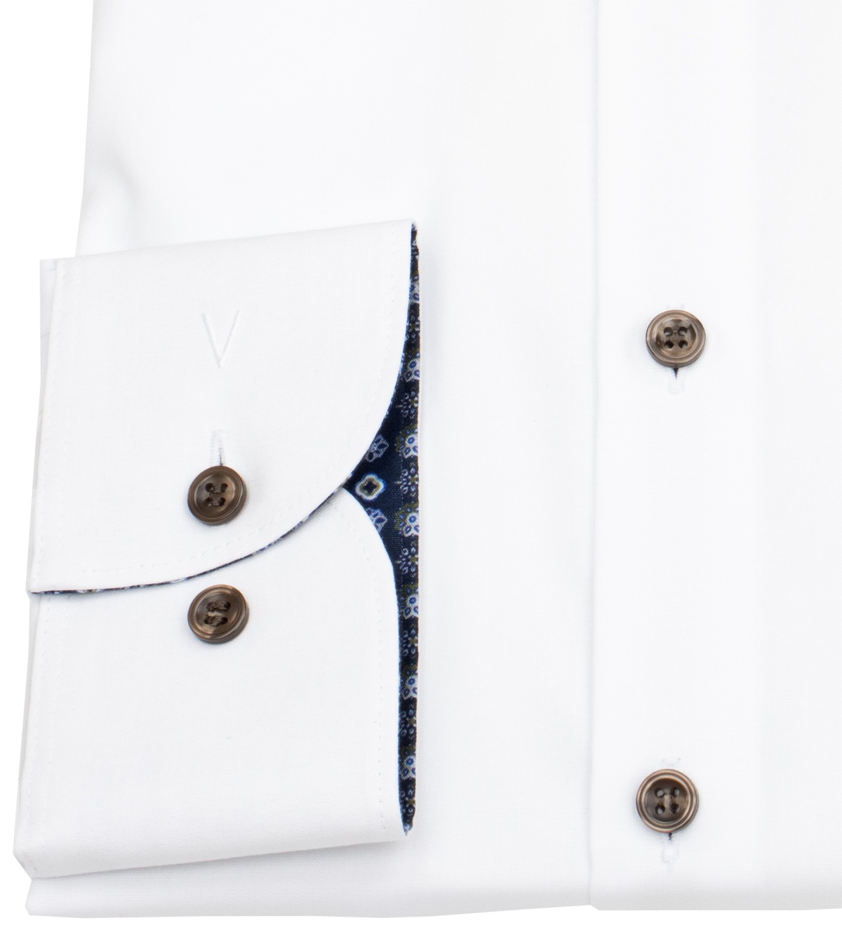 Marvelis Hemd - Body Fit - Kentkragen - Kontrastknöpfe - weiß - extra langer 69cm Arm