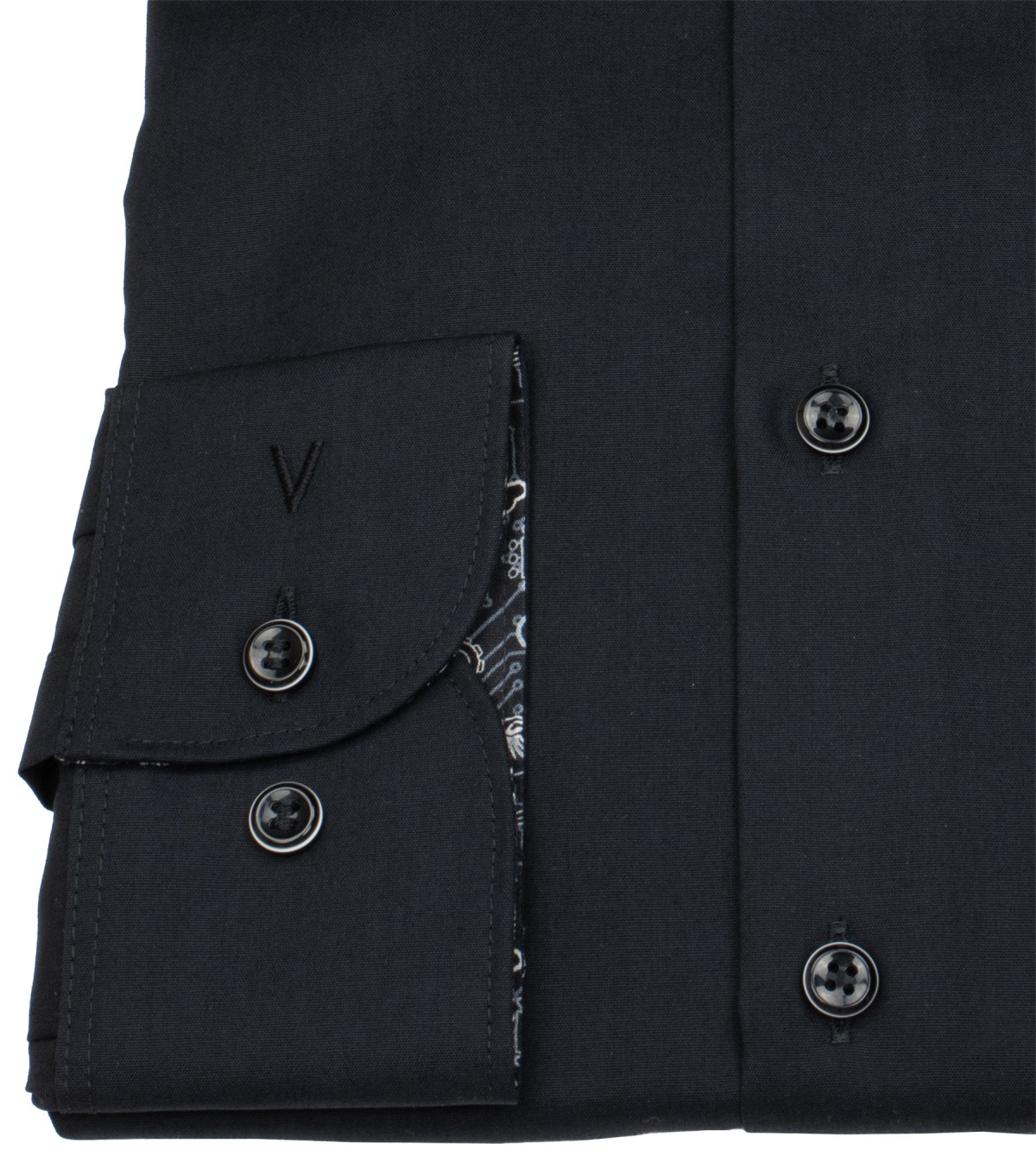 Marvelis Hemd - Body Fit - Kentkragen - Patch - schwarz