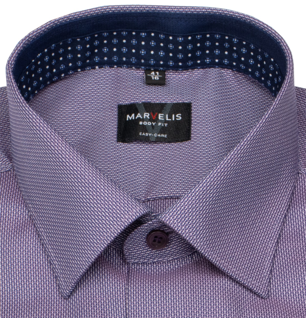 Marvelis Hemd - Body Fit - Kentkragen - Struktur - lila - extra langer 69cm Arm