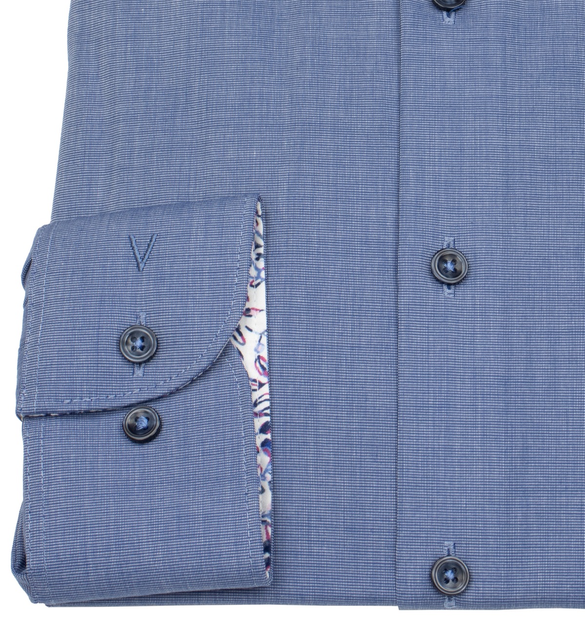 Marvelis Hemd - Body Fit - Patch - Fil-á-Fil - blau