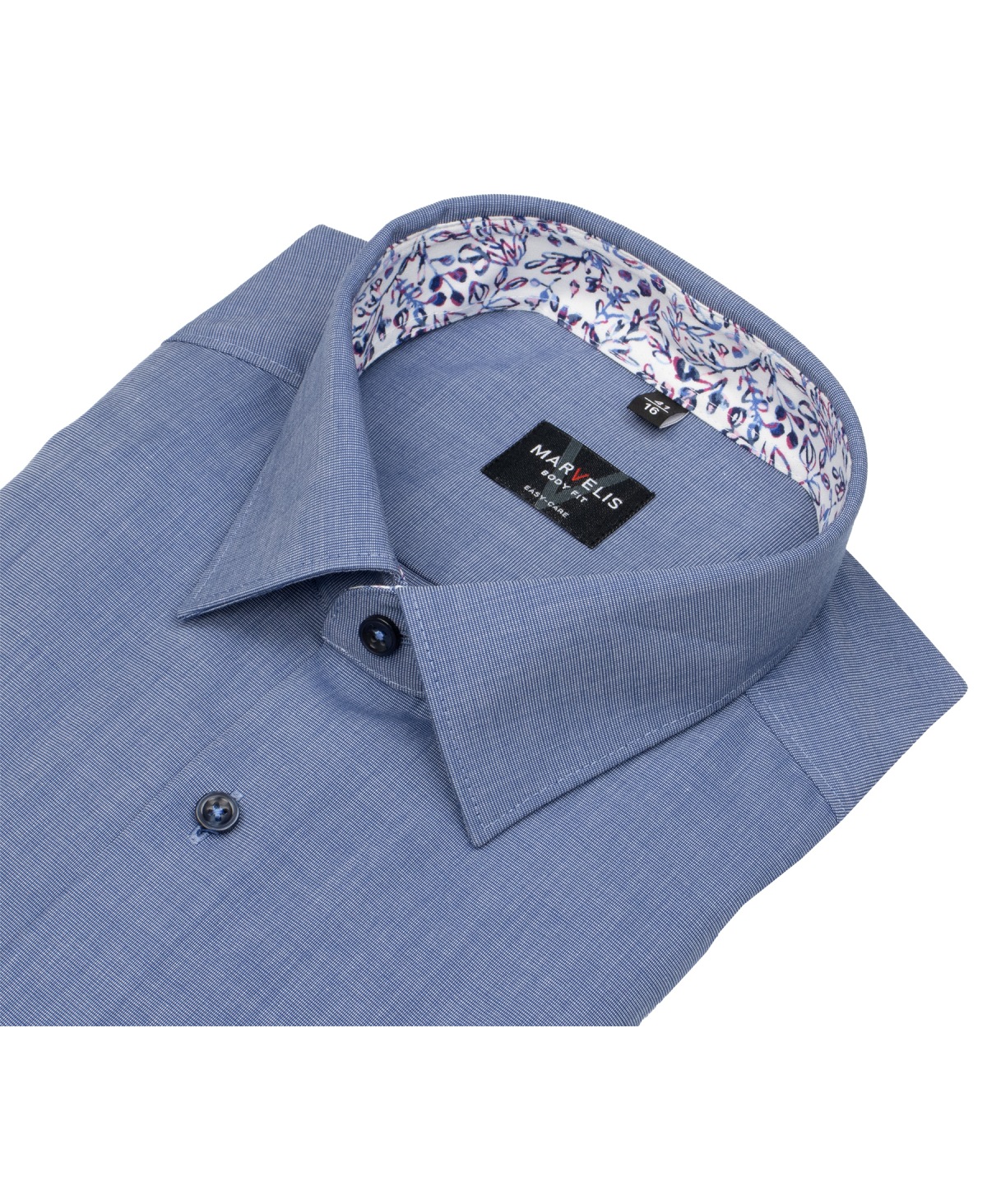 Marvelis Hemd - Body Fit - Patch - Fil-á-Fil - blau - extra langer 69cm Arm
