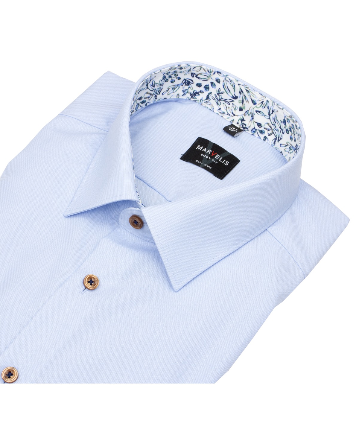 Marvelis Hemd - Body Fit - Patch - Fil-á-Fil - hellblau