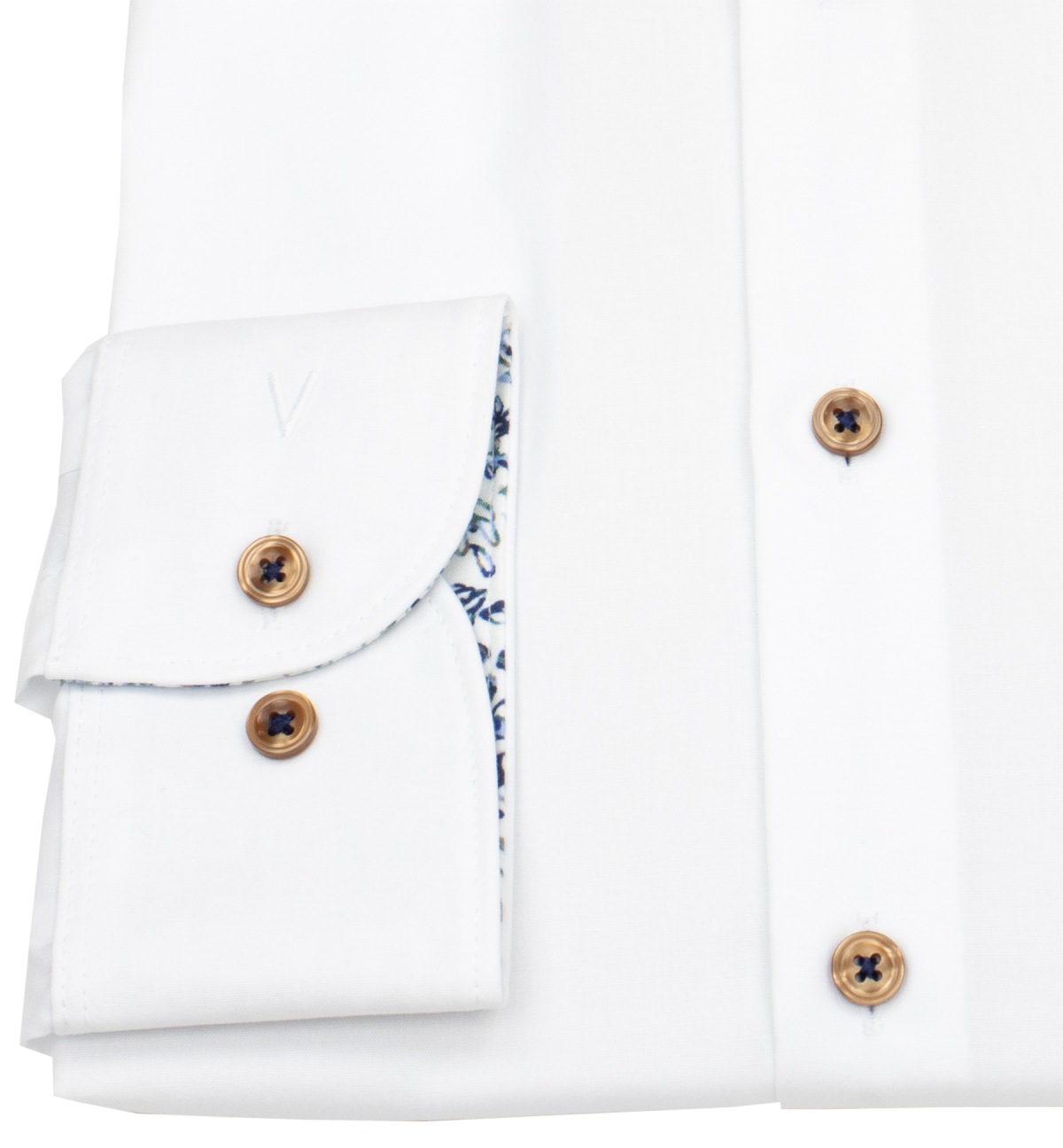 Marvelis Hemd - Body Fit - Patch - Kontrastknöpfe - weiß