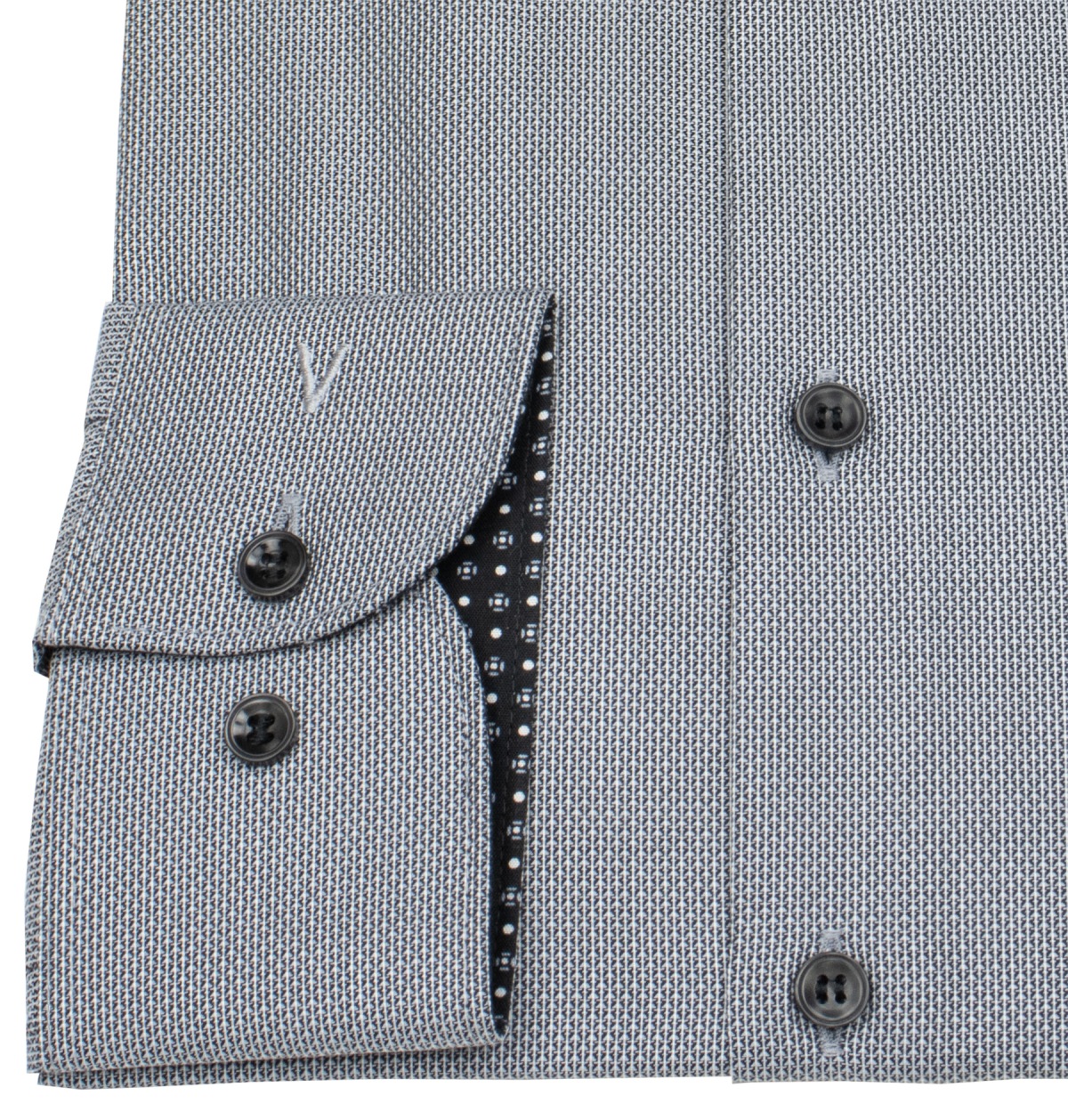 Marvelis Hemd - Body Fit - Struktur - Kontrastknöpfe - grau - extra langer 69cm Arm