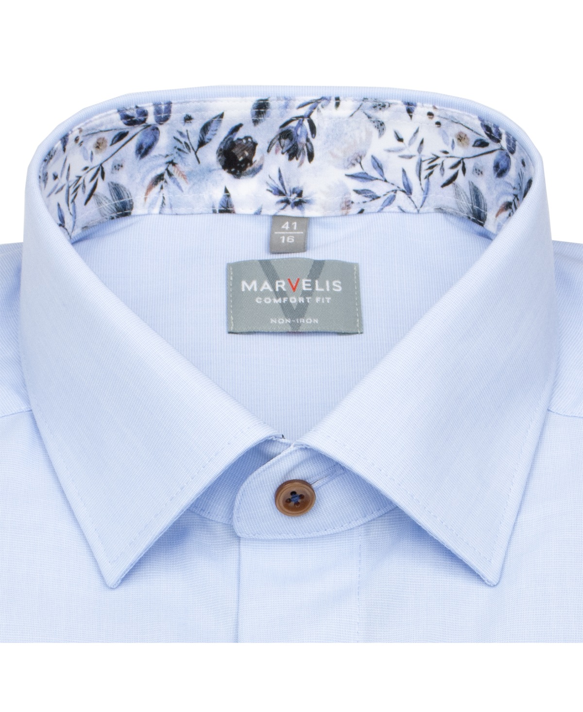 Marvelis Hemd - Comfort Fit - Kentkragen - Kontrastknöpfe - hellblau