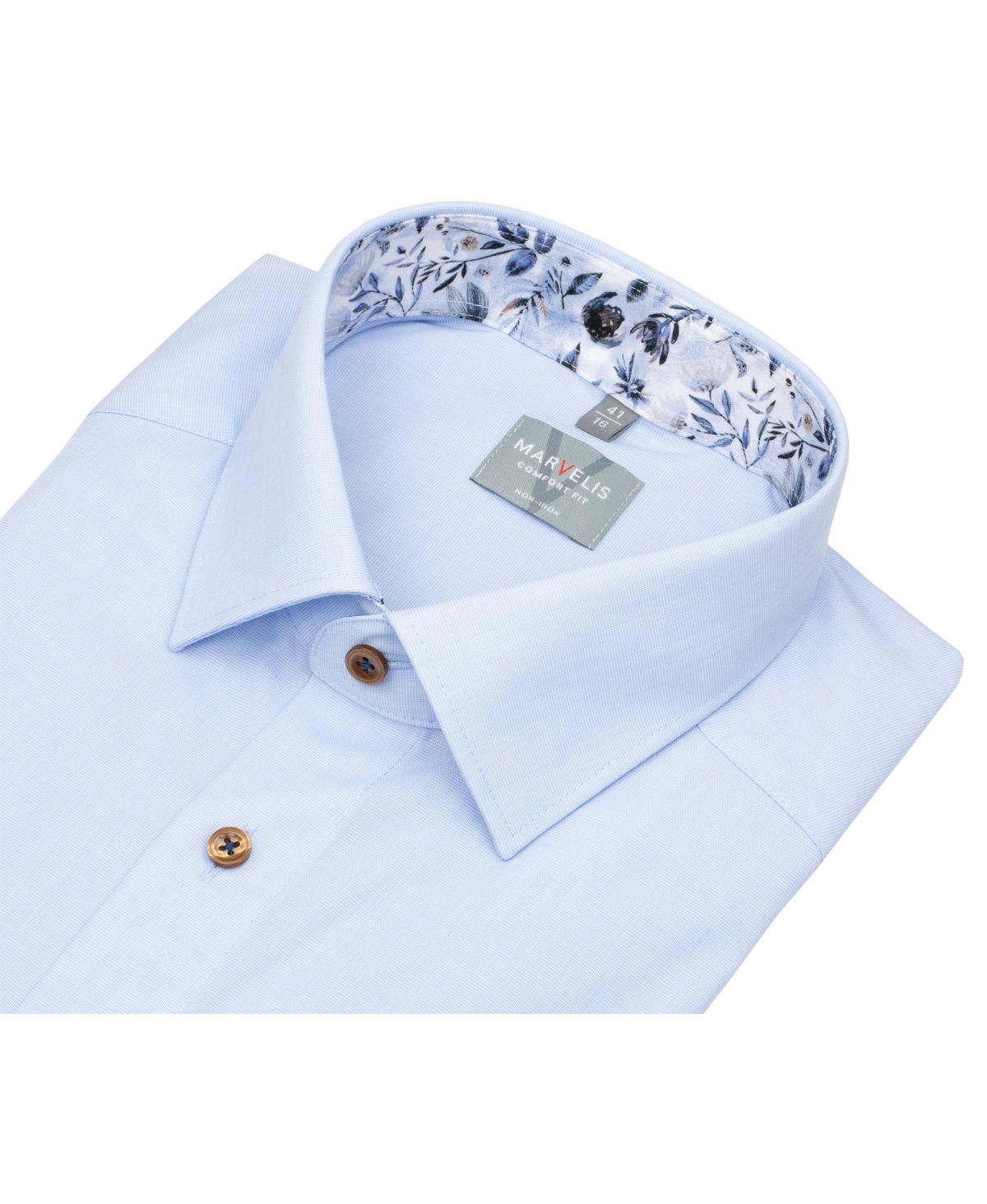 Marvelis Hemd - Comfort Fit - Kentkragen - Kontrastknöpfe - hellblau
