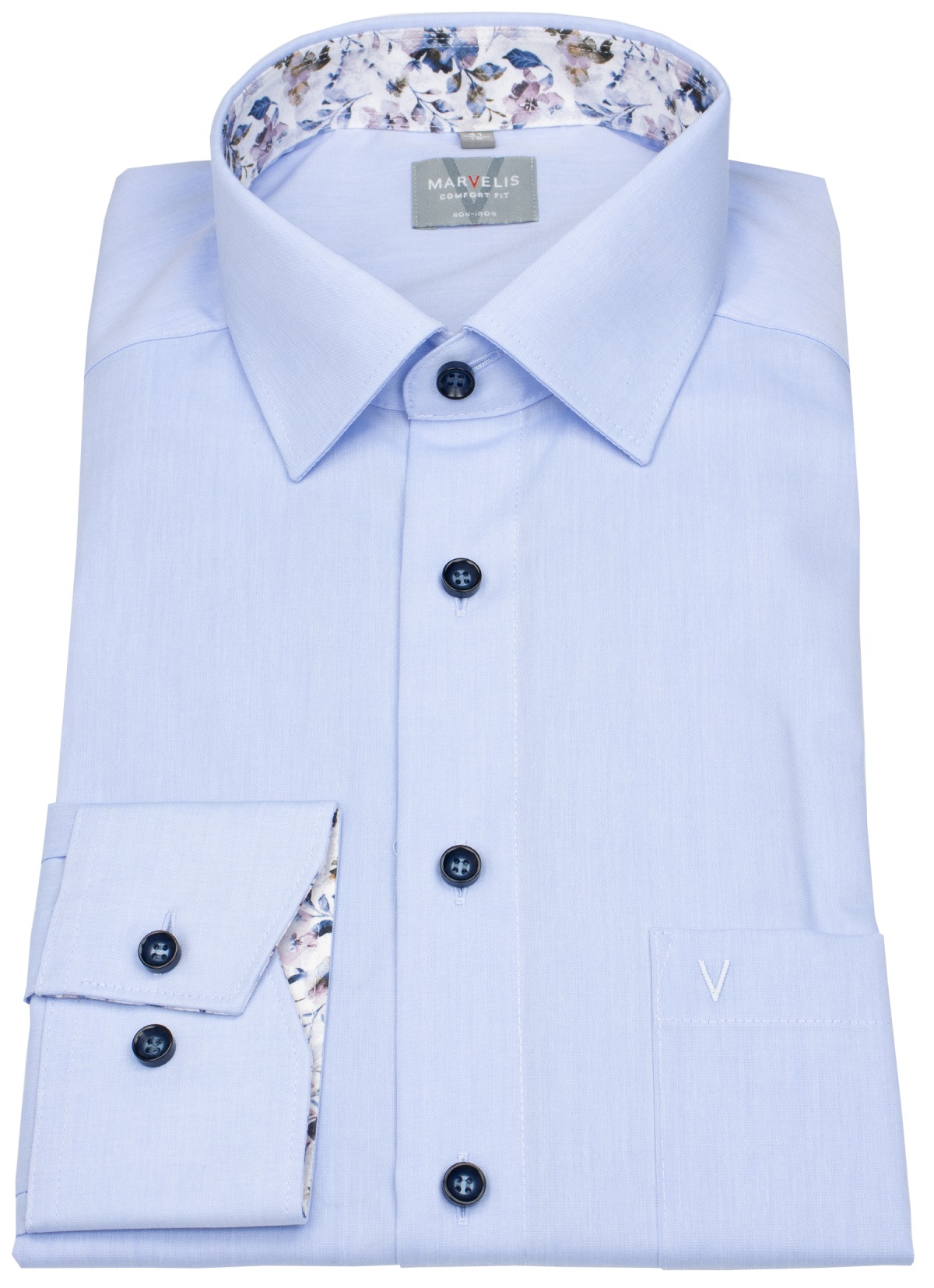 Marvelis Hemd - Comfort Fit - Kentkragen - Kontrastknöpfe - hellblau - ohne OVP