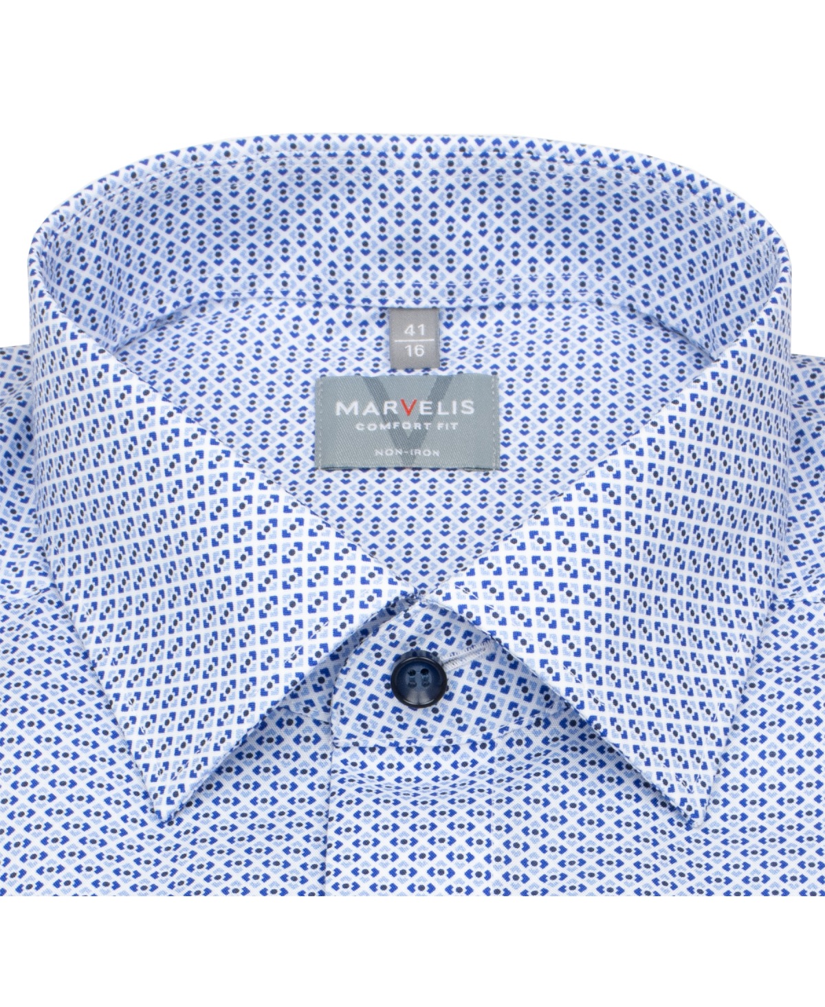 Marvelis Hemd - Comfort Fit - Print - Kontrastknöpfe - blau / hellblau / weiß