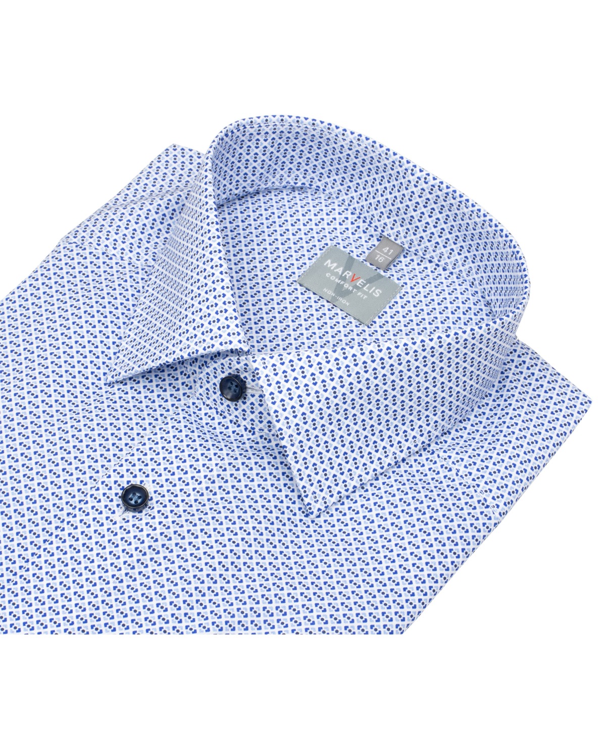 Marvelis Hemd - Comfort Fit - Print - Kontrastknöpfe - blau / hellblau / weiß
