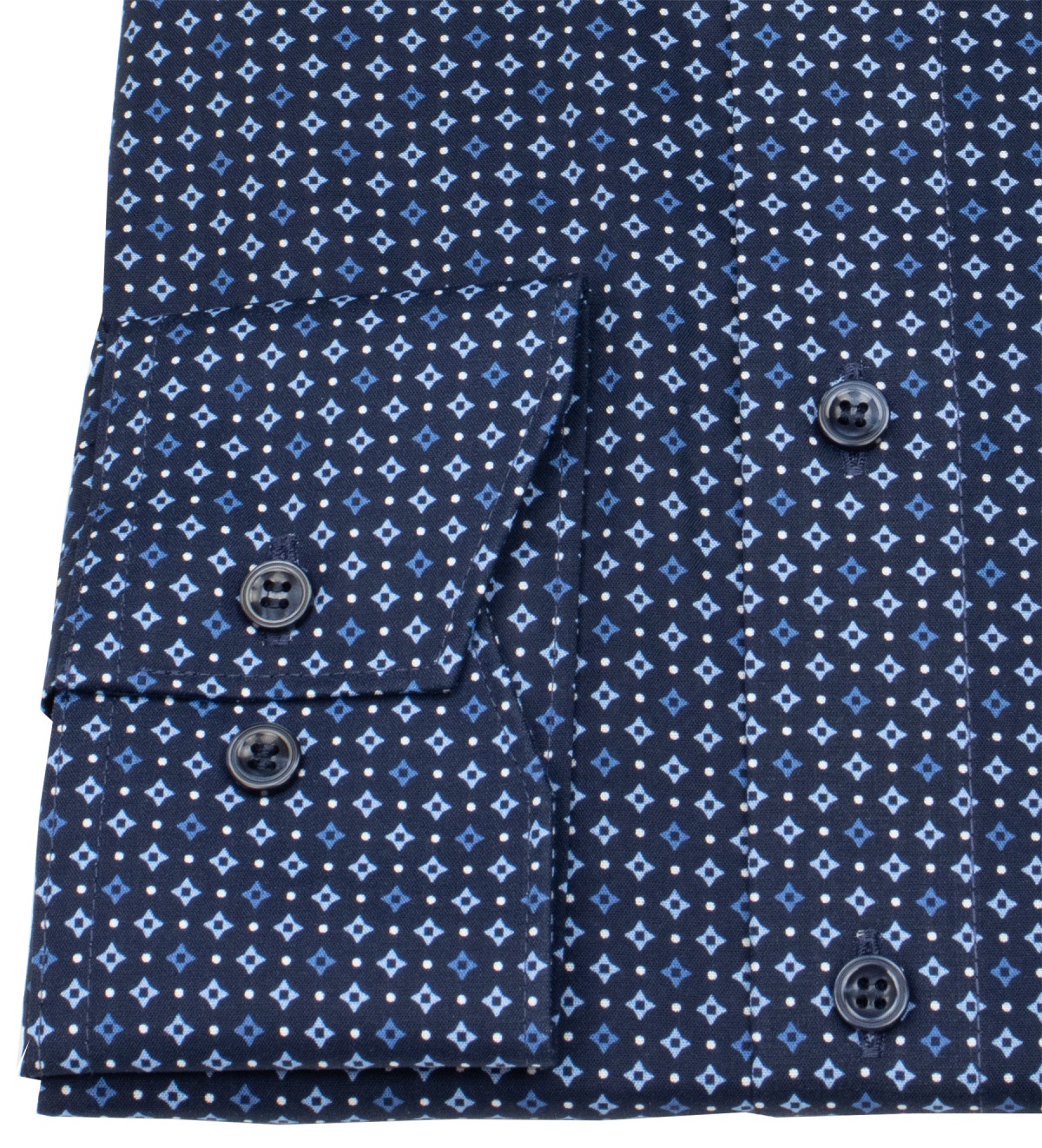 Marvelis Hemd - Comfort Fit - Print - Kontrastknöpfe - dunkelblau / hellblau