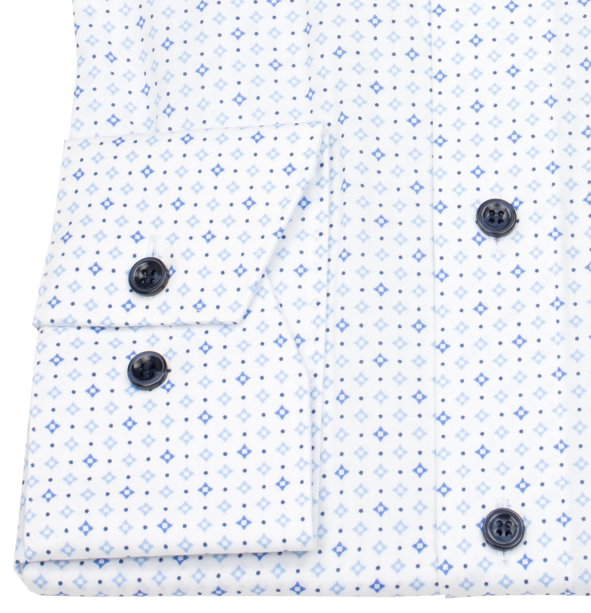 Marvelis Hemd - Comfort Fit - Print - Kontrastknöpfe - weiß / blau