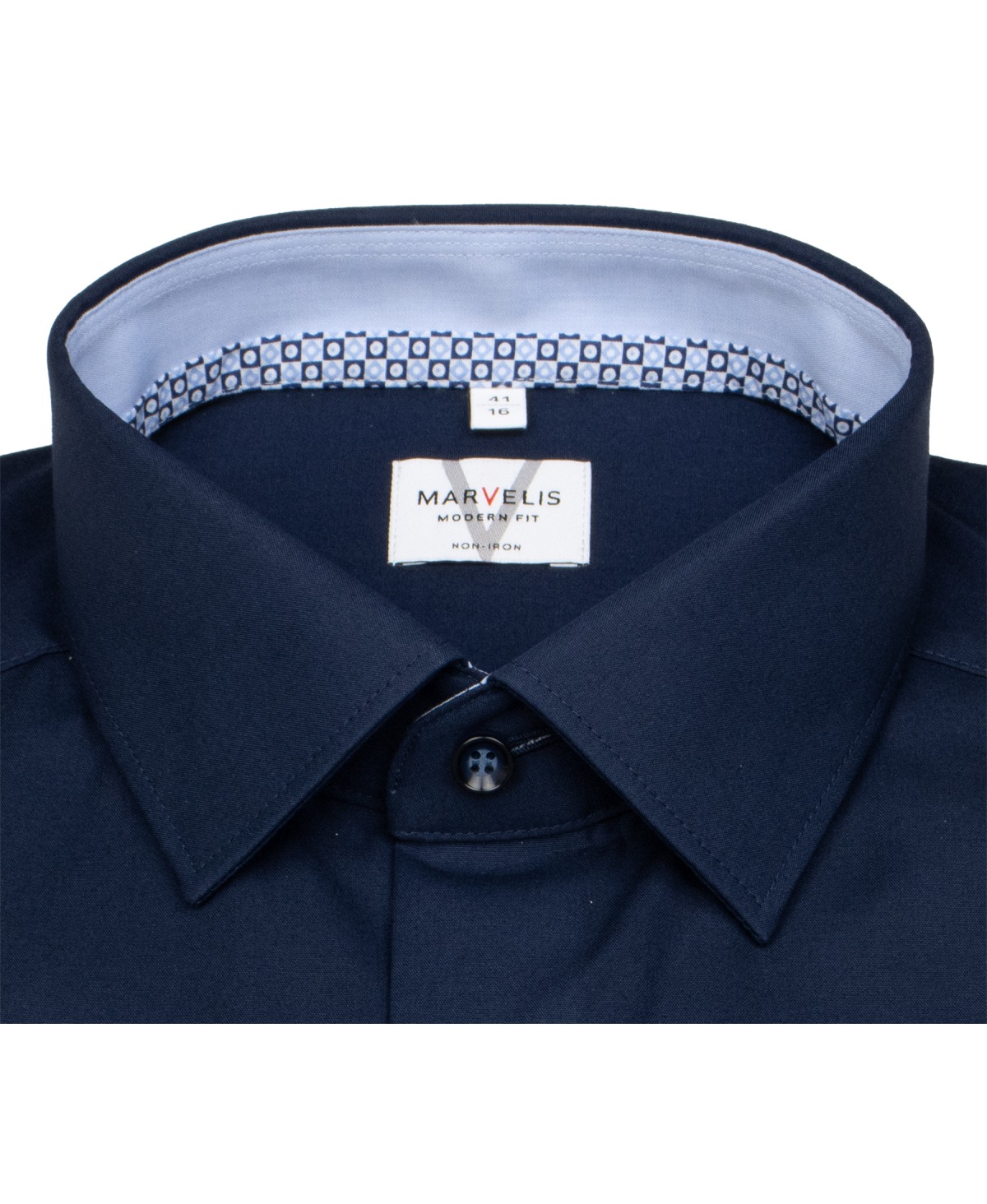 Marvelis Hemd - Modern Fit - Kentkragen - Kontrastknöpfe - dunkelblau