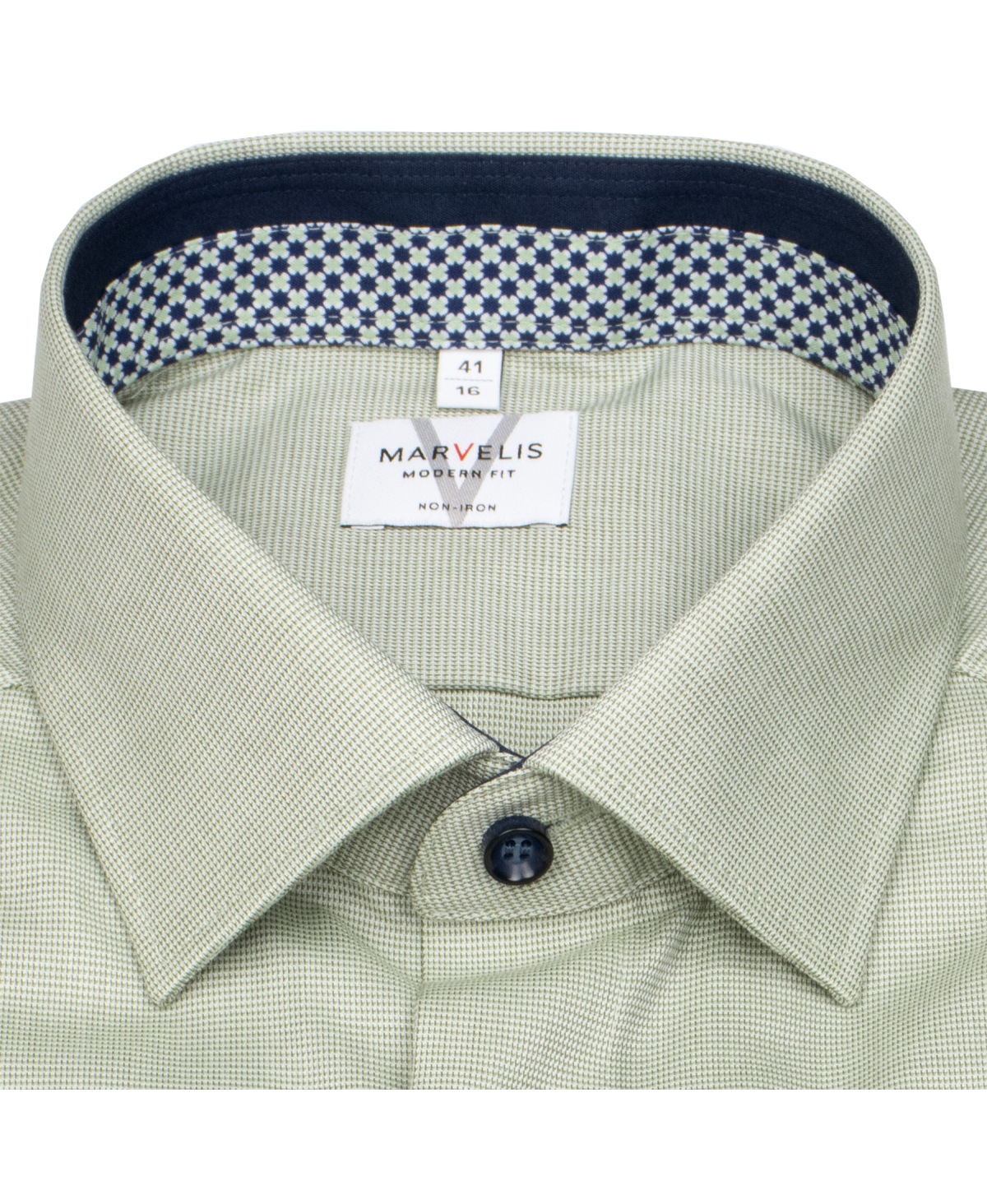 Marvelis Hemd - Modern Fit - Kentkragen - Kontrastknöpfe - grün