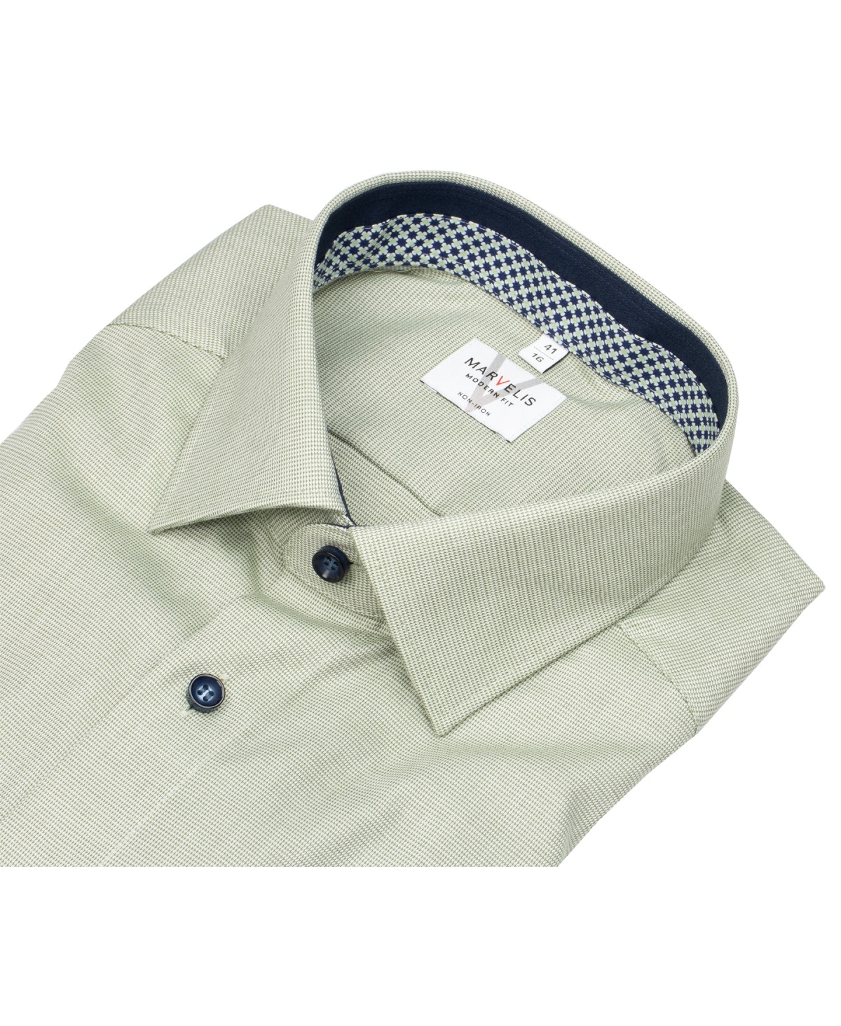Marvelis Hemd - Modern Fit - Kentkragen - Kontrastknöpfe - grün