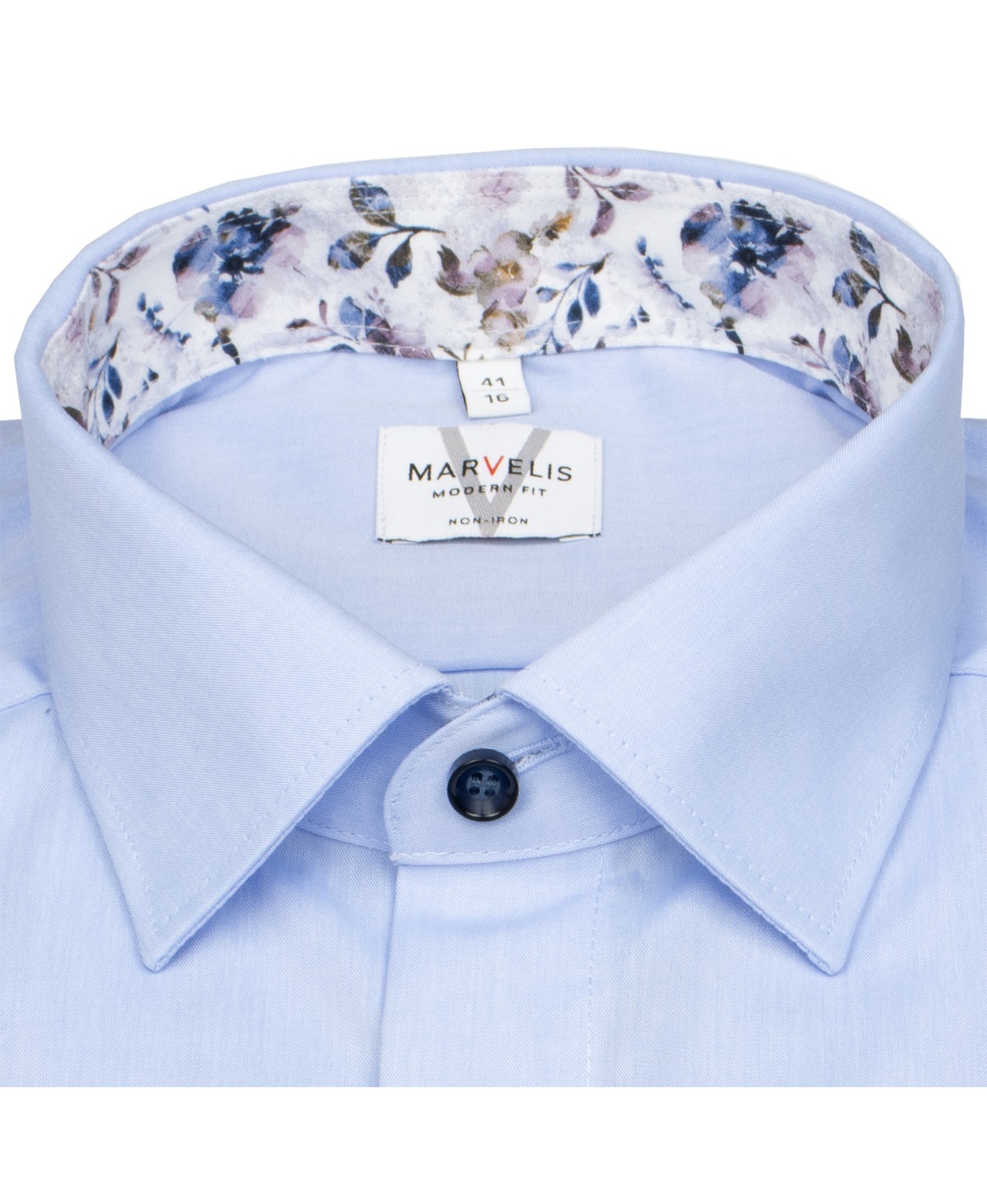 Marvelis Hemd - Modern Fit - Kentkragen - Kontrastknöpfe - hellblau