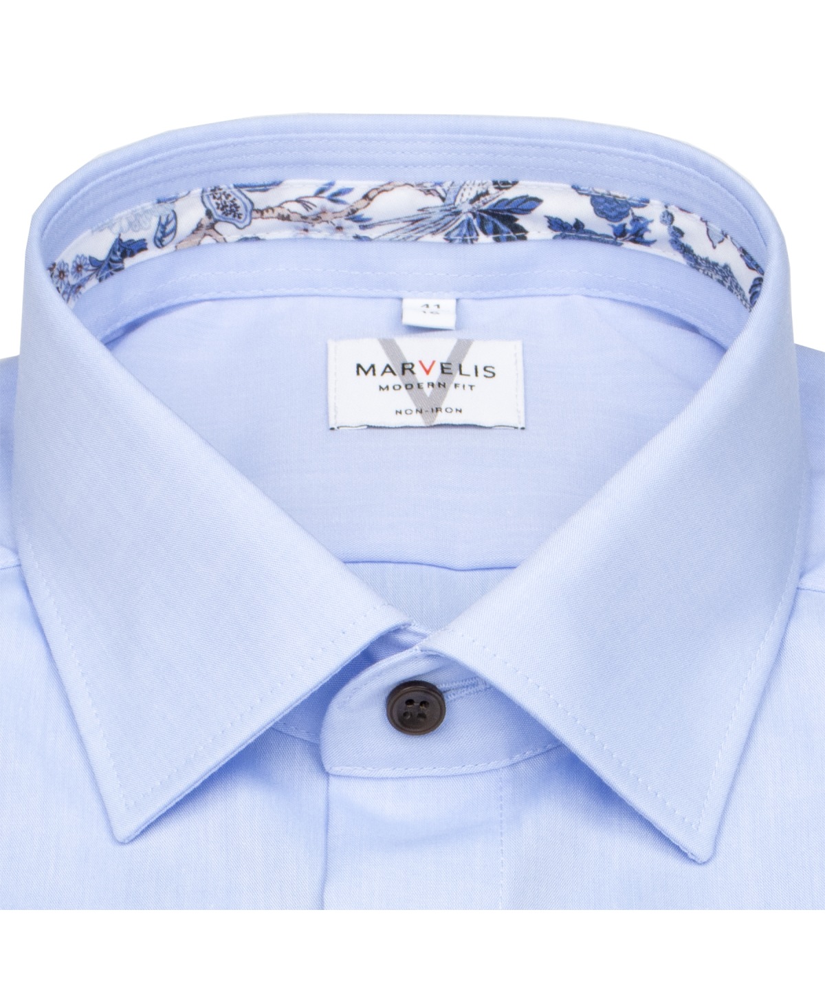 Marvelis Hemd - Modern Fit - Kentkragen - Kontrastknöpfe - hellblau