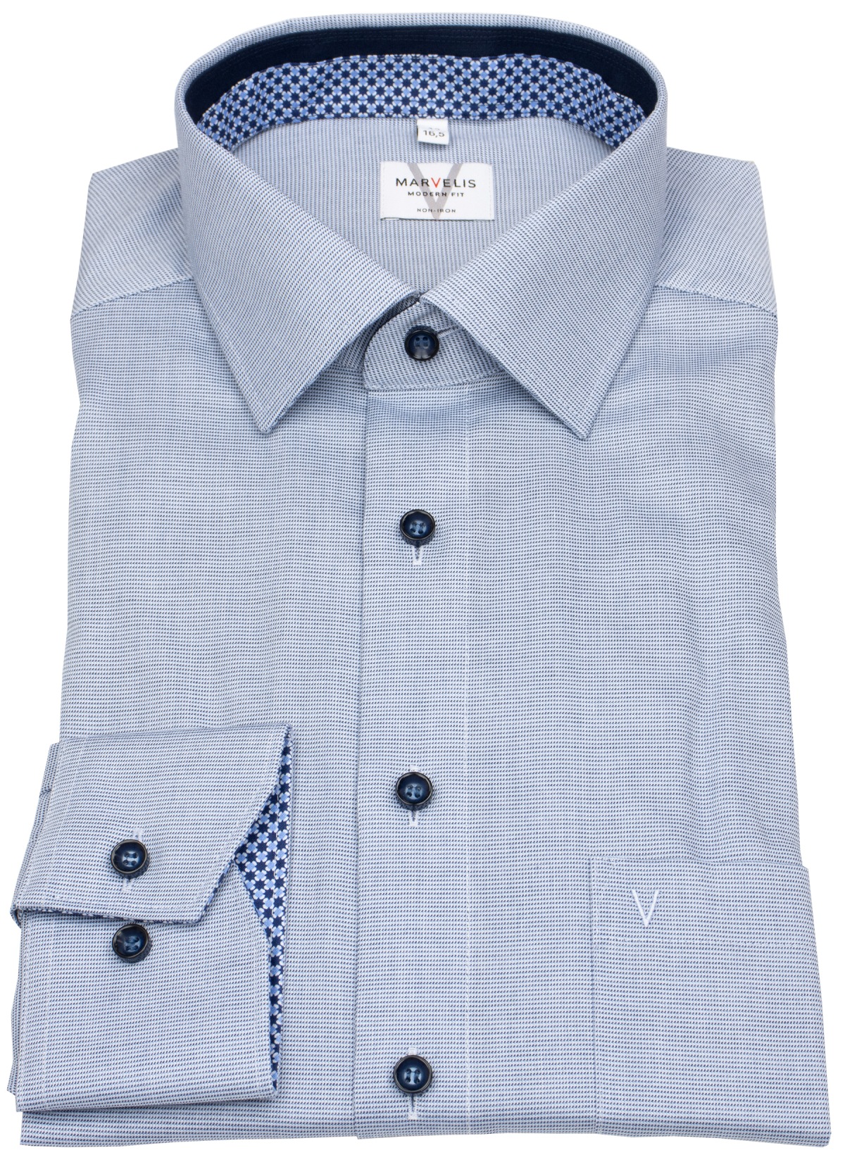 Marvelis Hemd - Modern Fit - Kentkragen - Kontrastknöpfe - hellblau - ohne OVP
