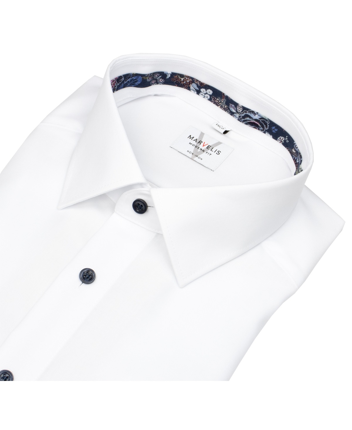 Marvelis Hemd - Modern Fit - Kentkragen - Kontrastknöpfe - weiß