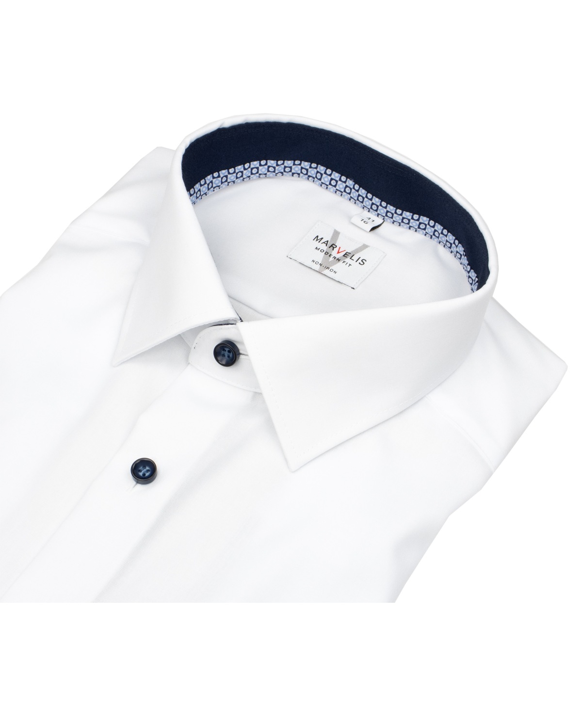 Marvelis Hemd - Modern Fit - Kentkragen - Kontrastknöpfe - weiß