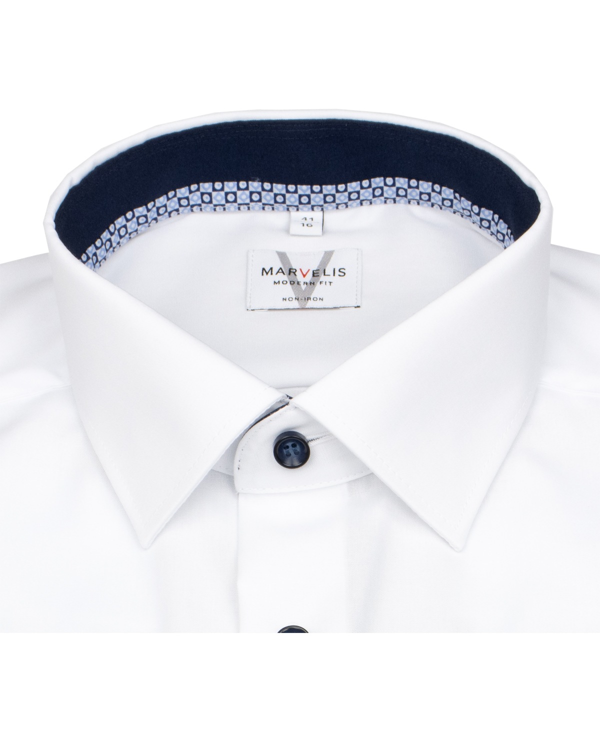 Marvelis Hemd - Modern Fit - Kentkragen - Kontrastknöpfe - weiß