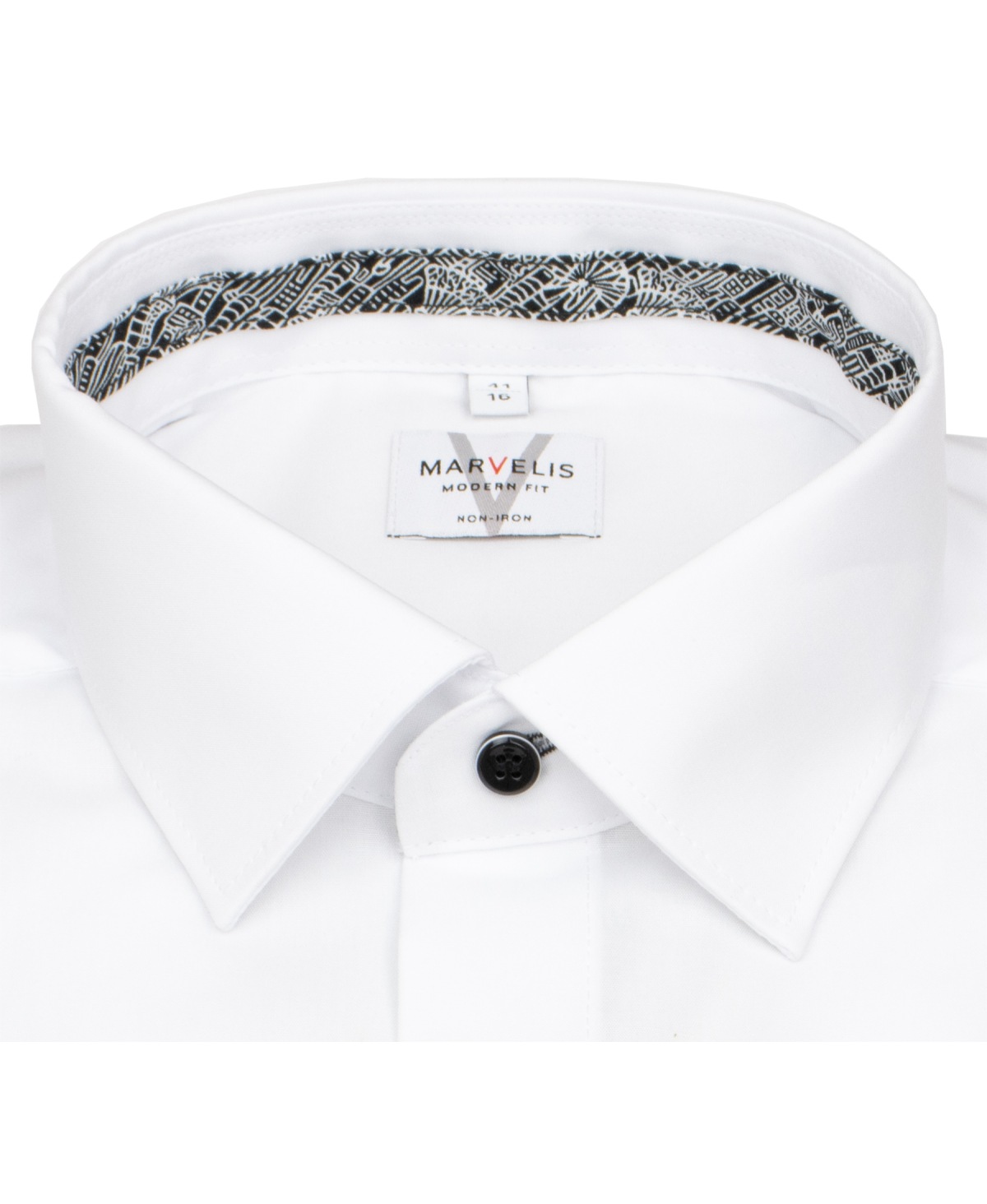 Marvelis Hemd - Modern Fit - Kentkragen - Kontrastknöpfe - weiß