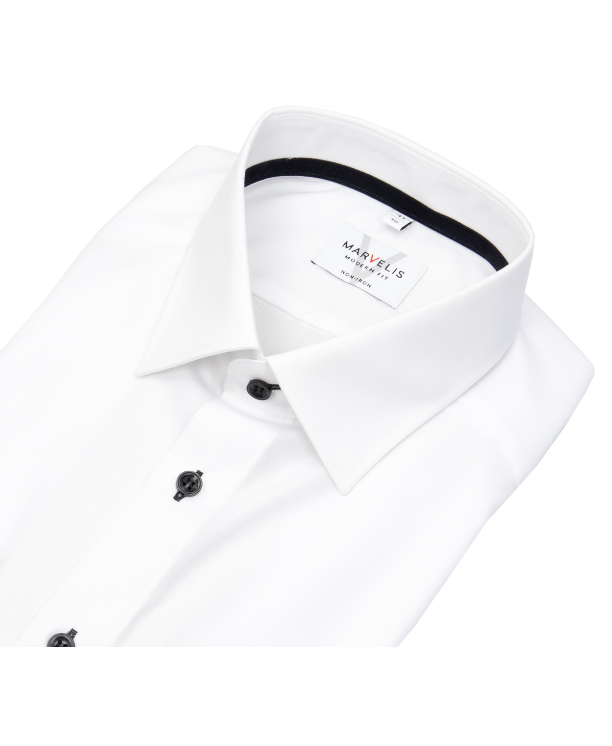 Marvelis Hemd - Modern Fit - Kentkragen - Kontrastknöpfe - weiß - ohne OVP