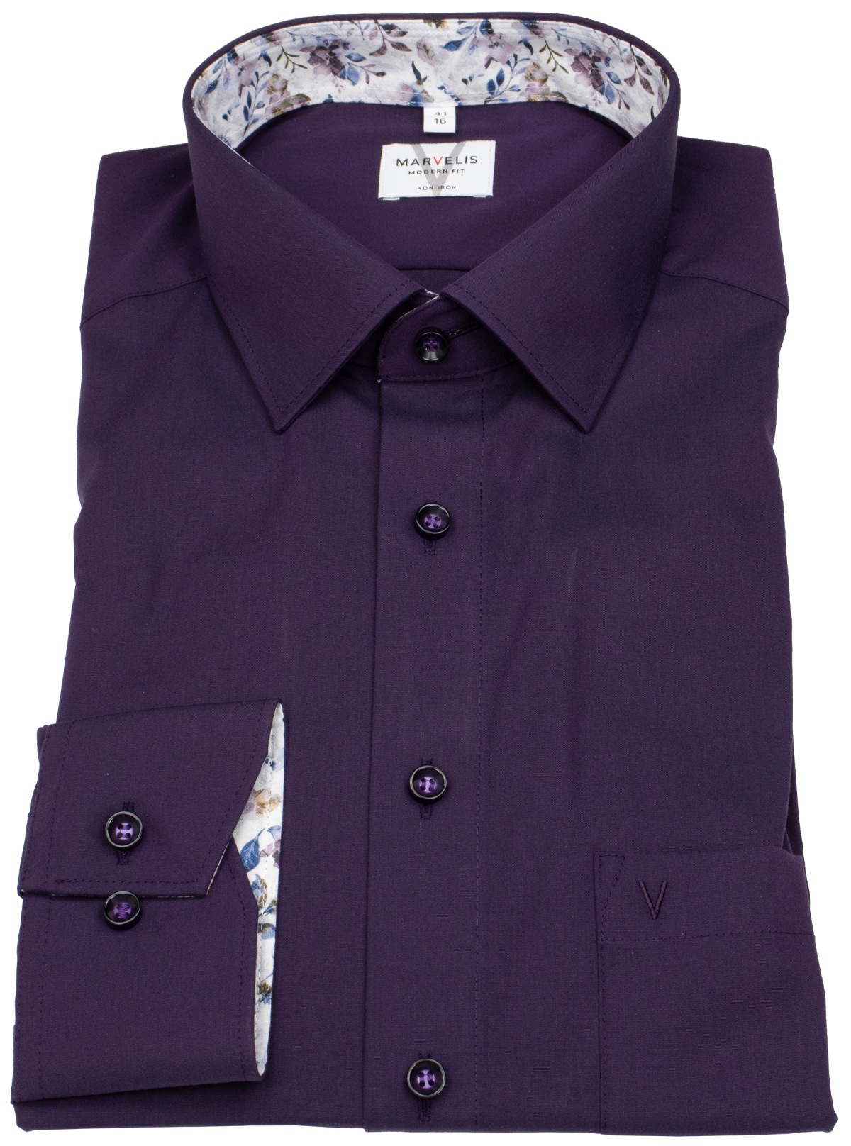 Marvelis Hemd - Modern Fit - Kentkragen - lila