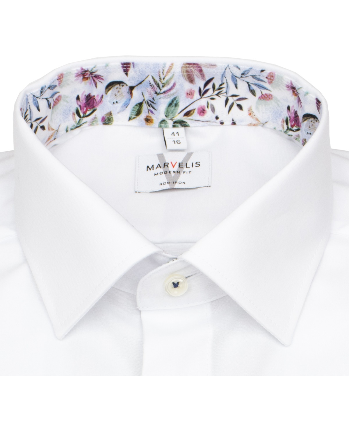 Marvelis Hemd - Modern Fit - Kentkragen - Patch - weiß