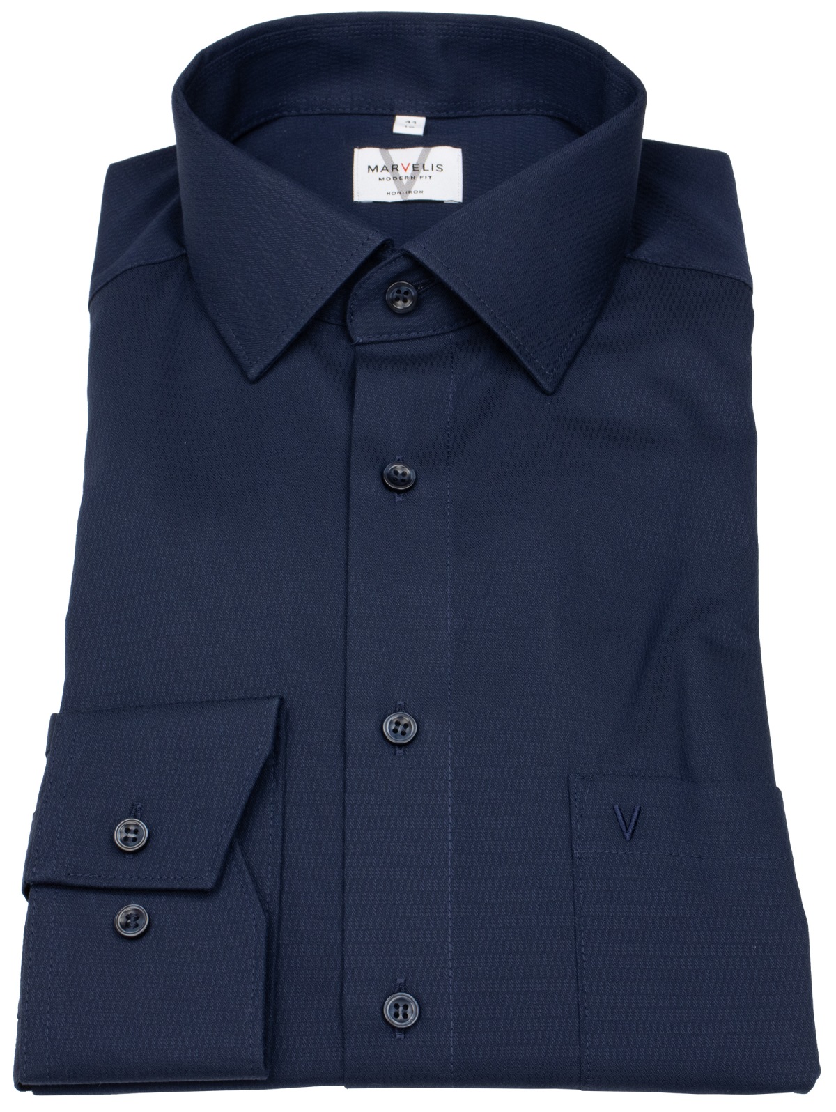 Marvelis Hemd - Modern Fit - Kentkragen - Struktur - dunkelblau