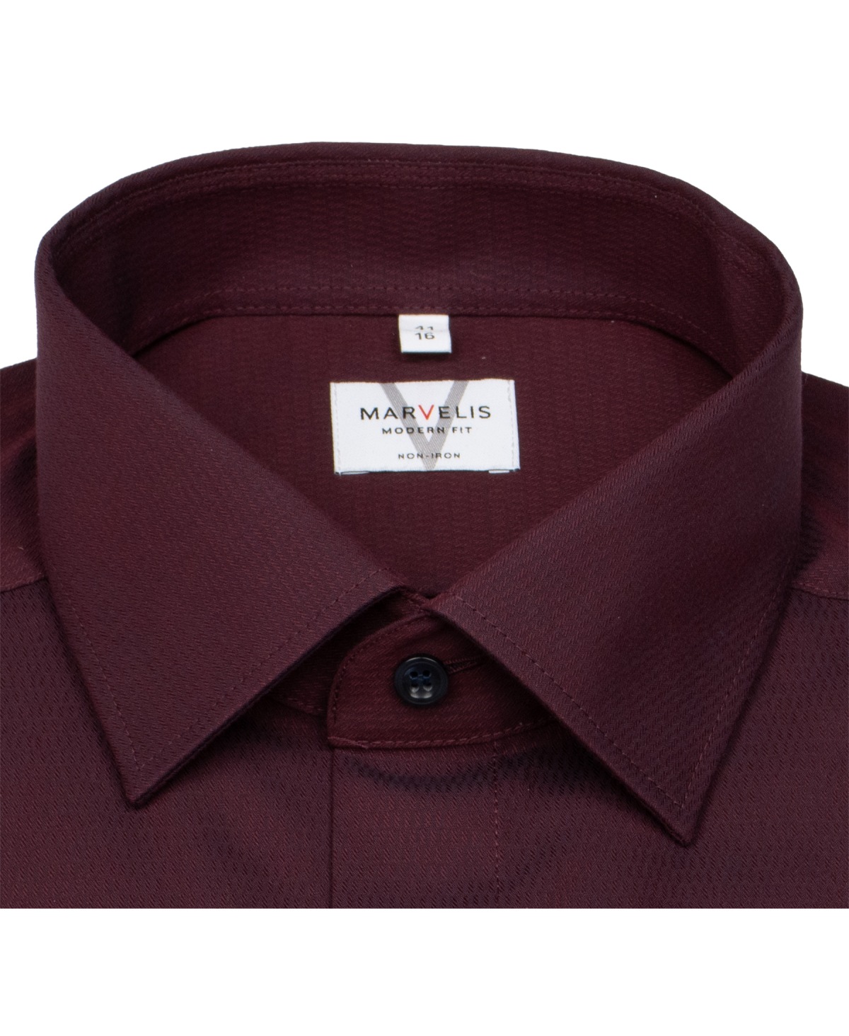 Marvelis Hemd - Modern Fit - Kentkragen - Struktur - dunkelrot