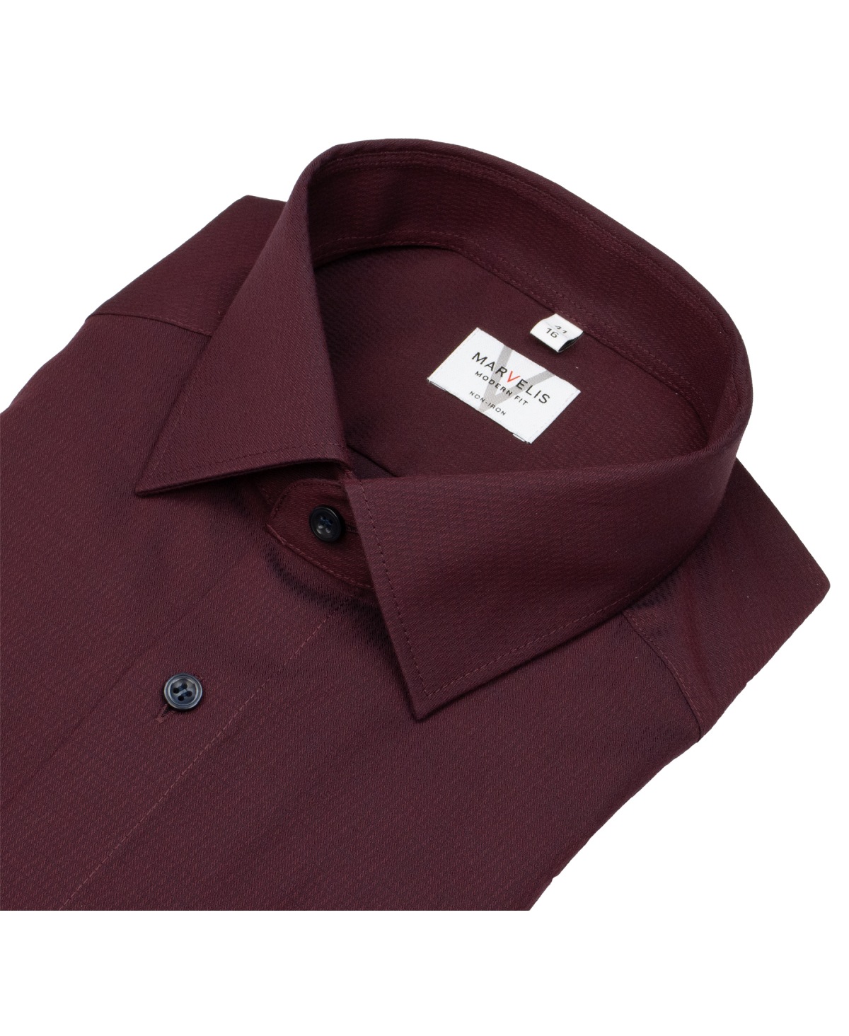 Marvelis Hemd - Modern Fit - Kentkragen - Struktur - dunkelrot