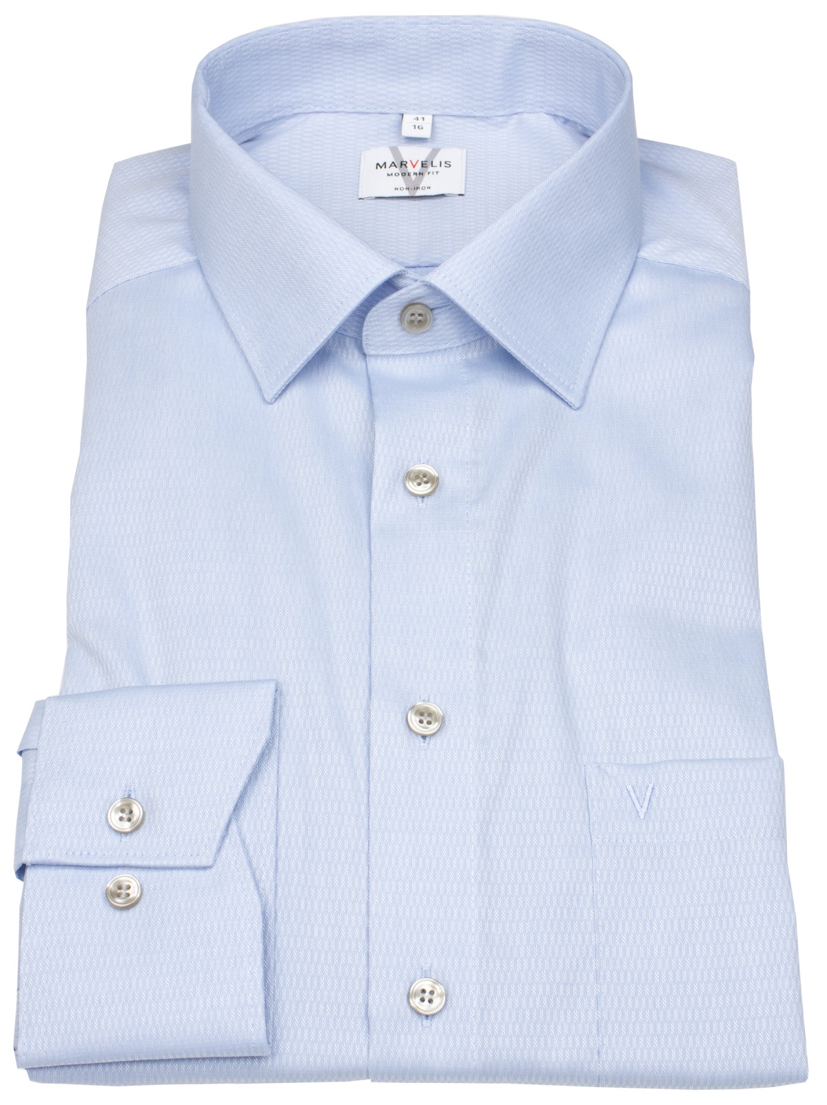 Marvelis Hemd - Modern Fit - Kentkragen - Struktur - hellblau