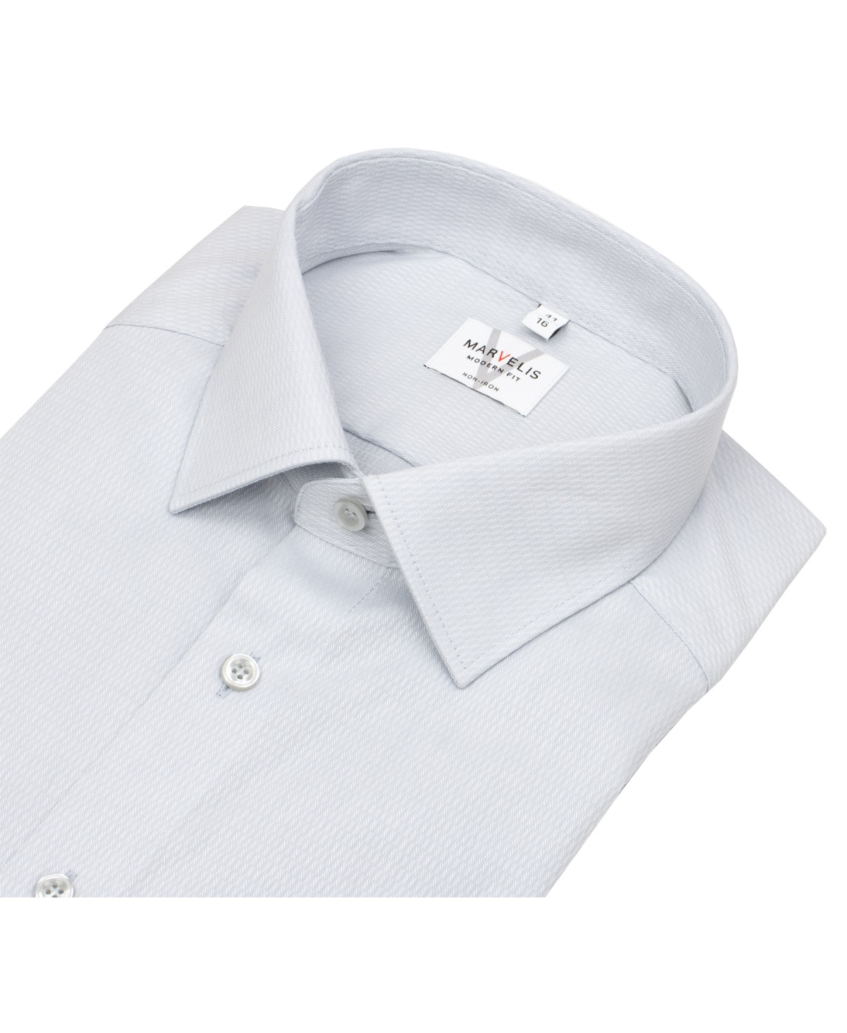 Marvelis Hemd - Modern Fit - Kentkragen - Struktur - hellgrau